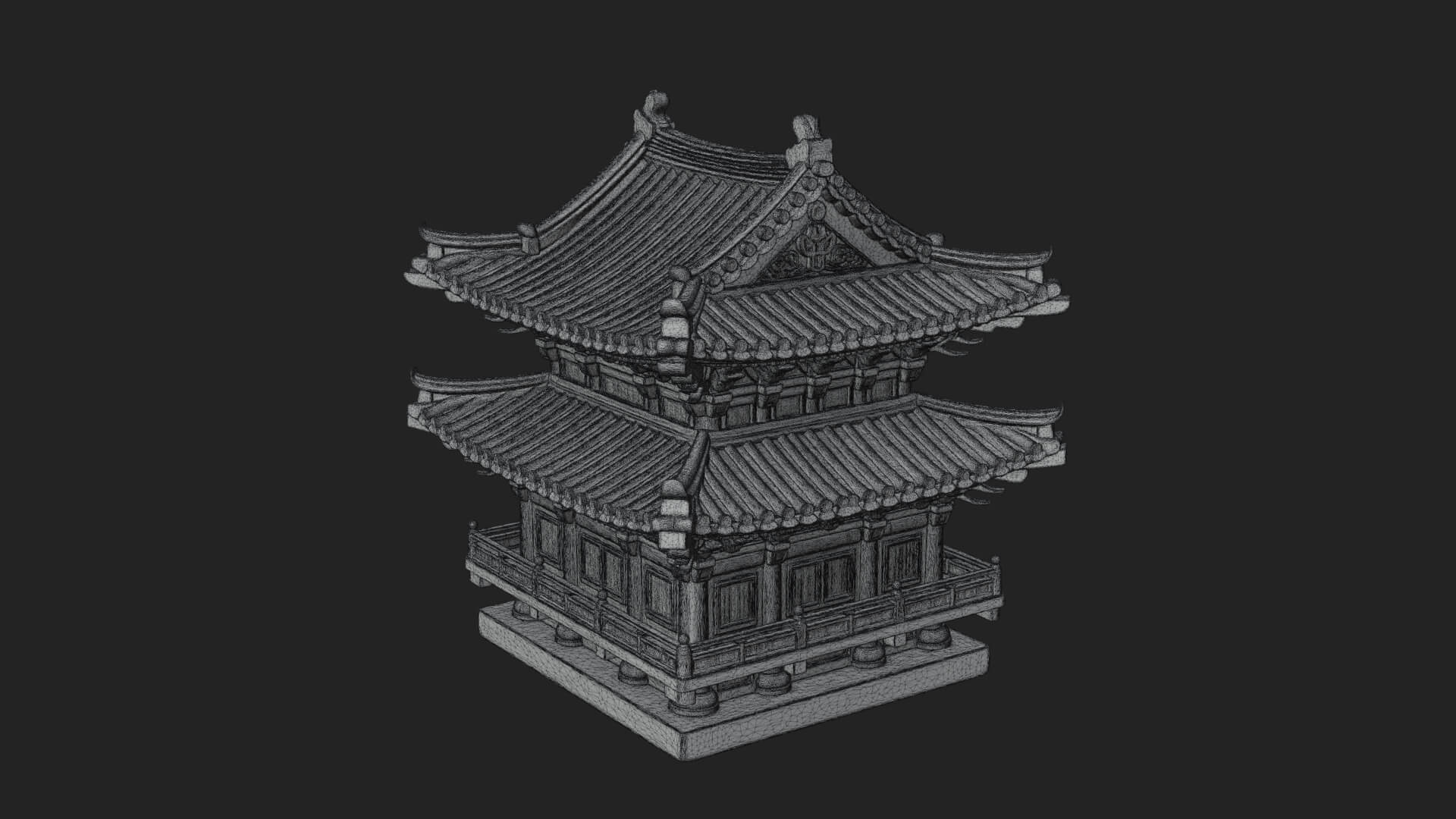 Tiered Pagoda Hall Temple Design 15 3D Print Model 3D Model