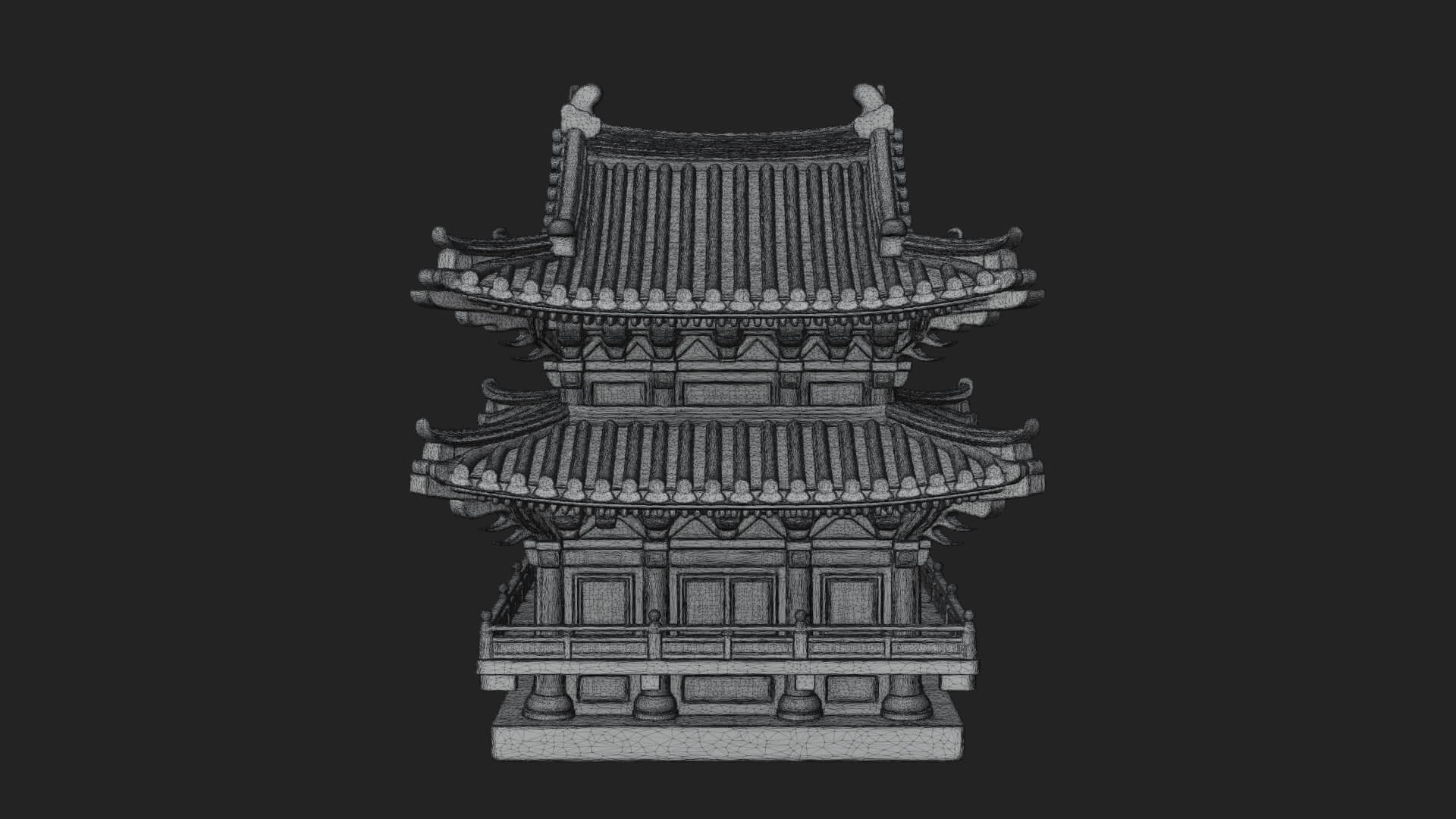 Tiered Pagoda Hall Temple Design 15 3D Print Model 3D Model