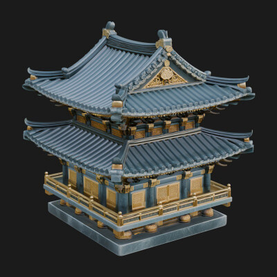 Tiered Pagoda Hall Temple Design 15 3D Print Model