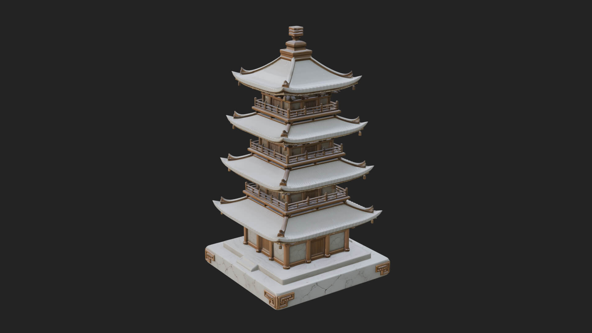 Tiered Pagoda Hall Temple Design 16 3D Print Model 3D Model