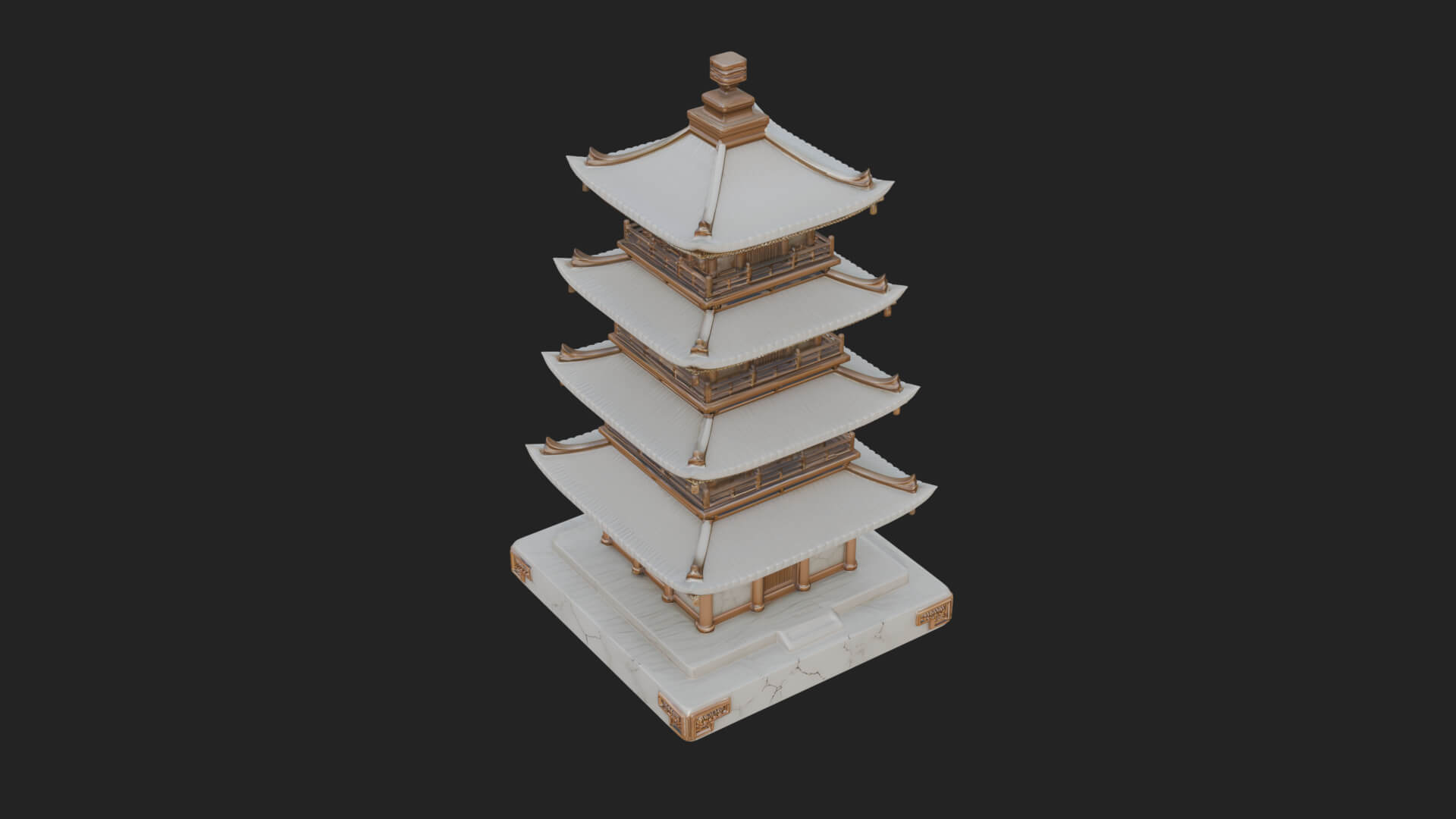 Tiered Pagoda Hall Temple Design 16 3D Print Model 3D Model