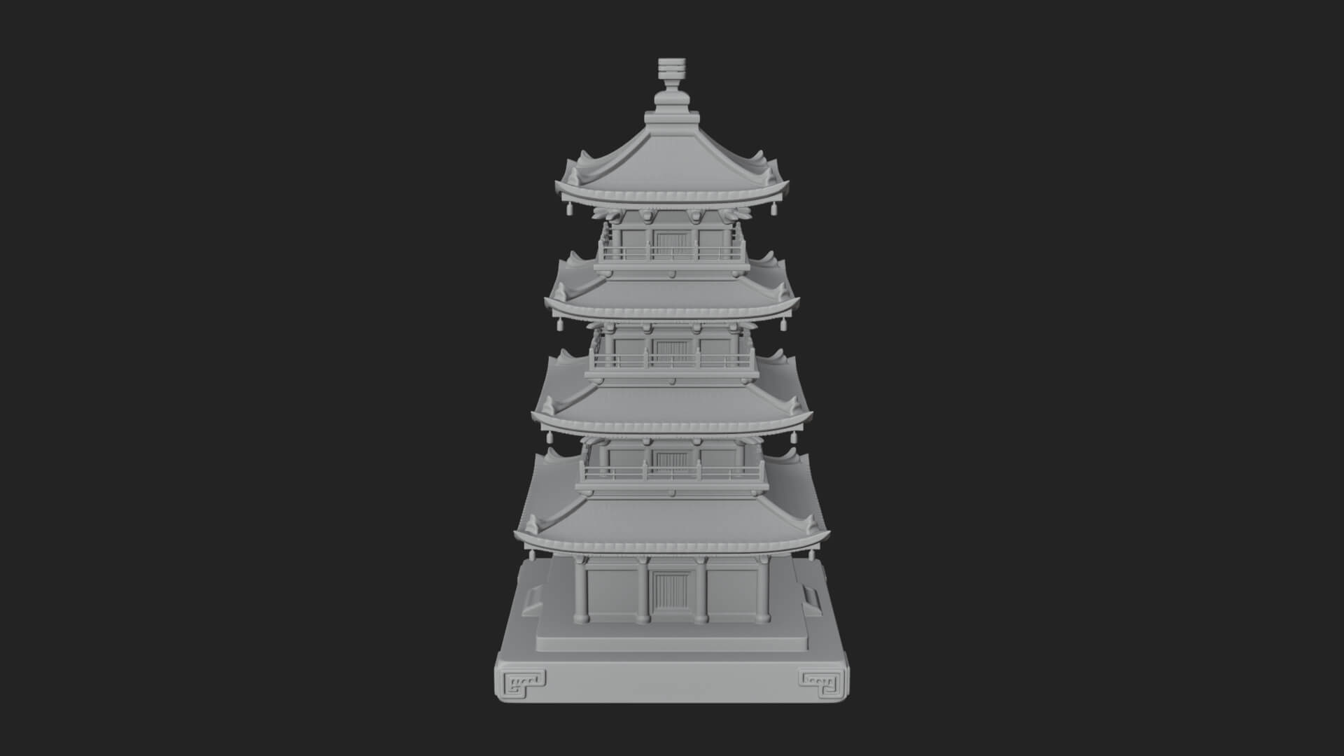 Tiered Pagoda Hall Temple Design 16 3D Print Model 3D Model