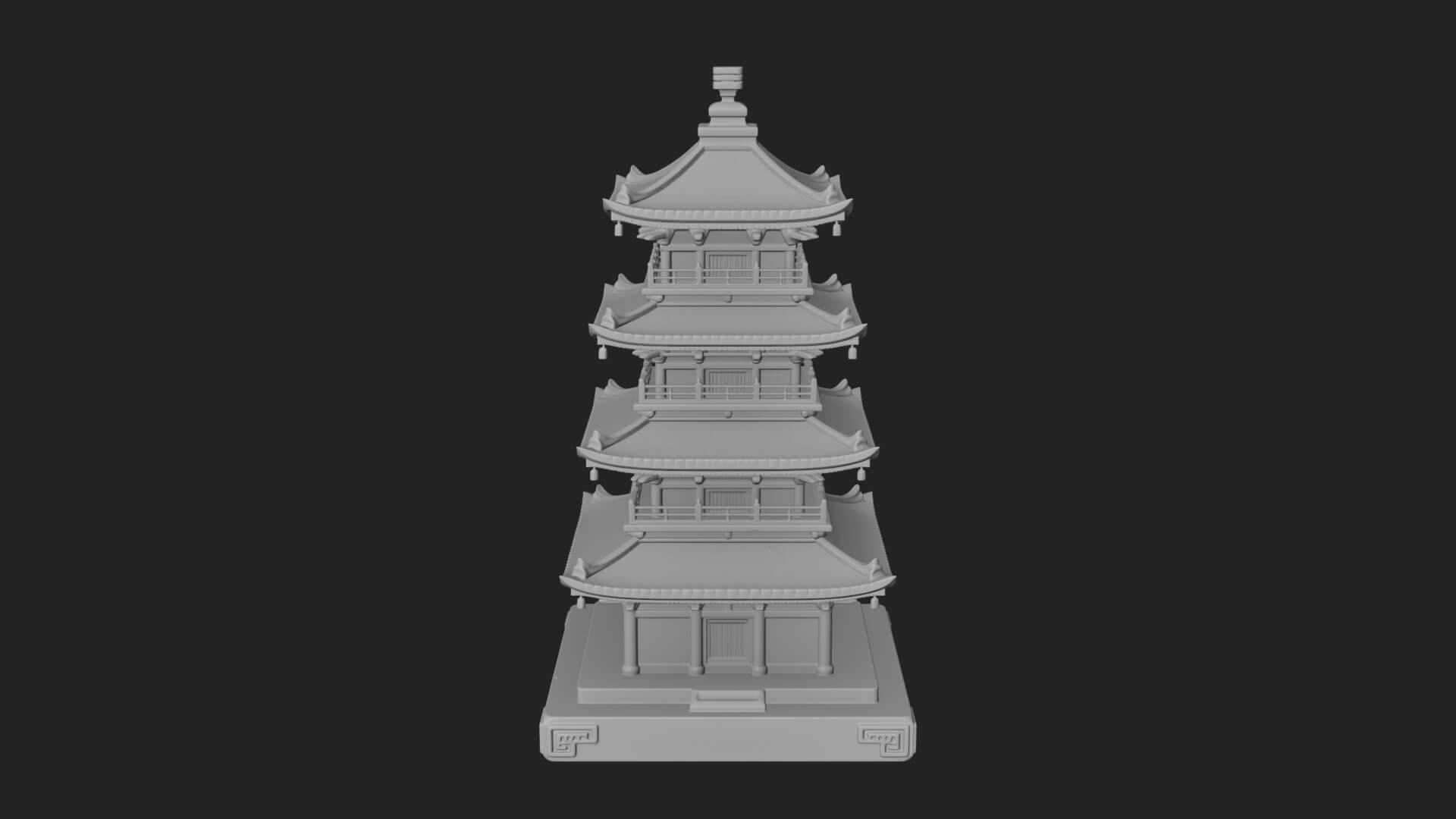Tiered Pagoda Hall Temple Design 16 3D Print Model 3D Model