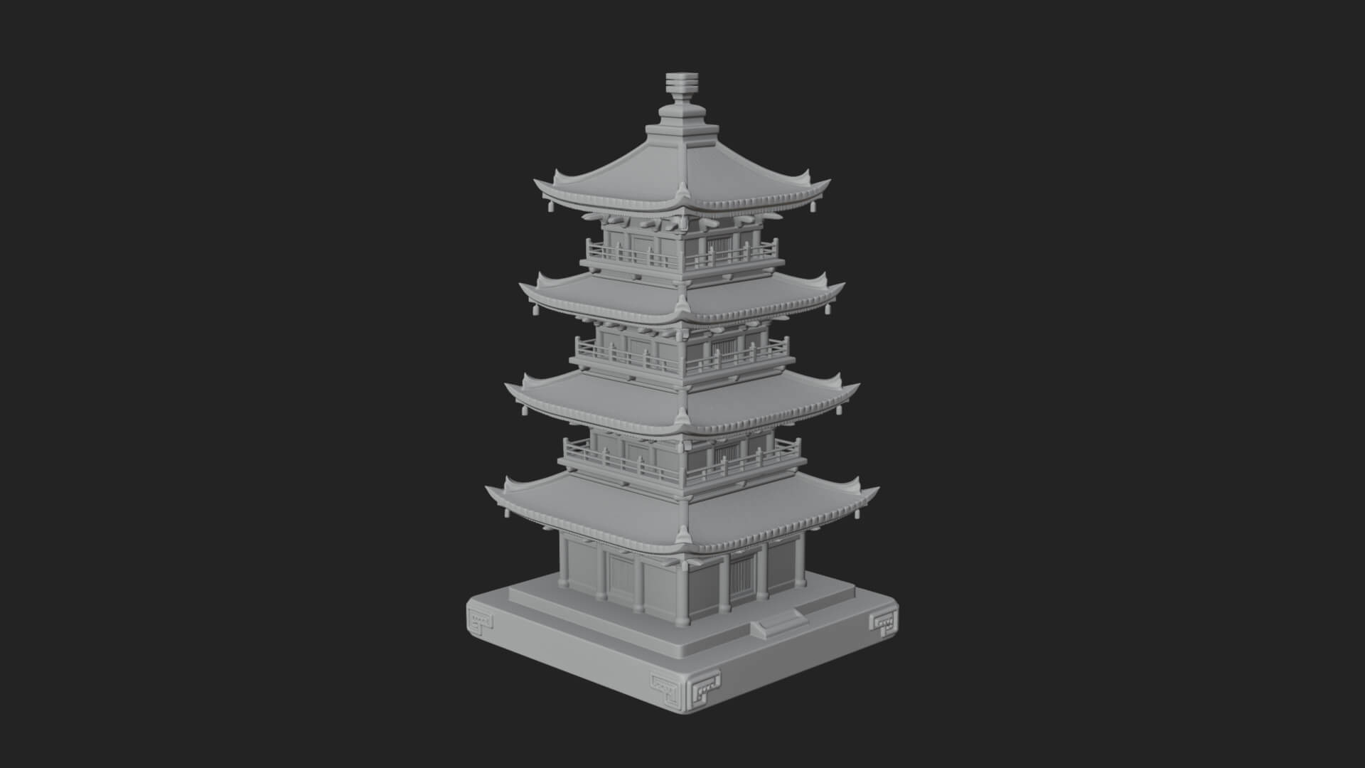 Tiered Pagoda Hall Temple Design 16 3D Print Model 3D Model