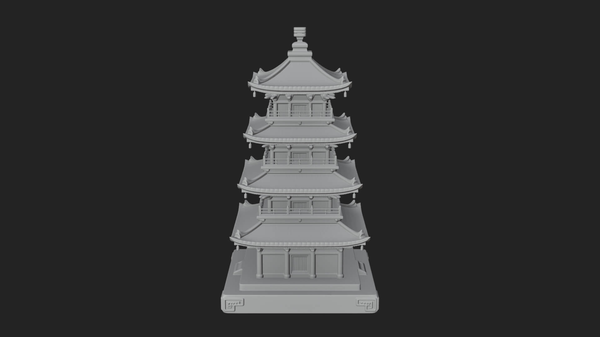 Tiered Pagoda Hall Temple Design 16 3D Print Model 3D Model