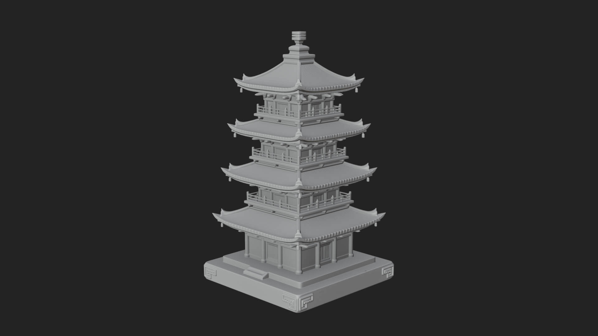 Tiered Pagoda Hall Temple Design 16 3D Print Model 3D Model
