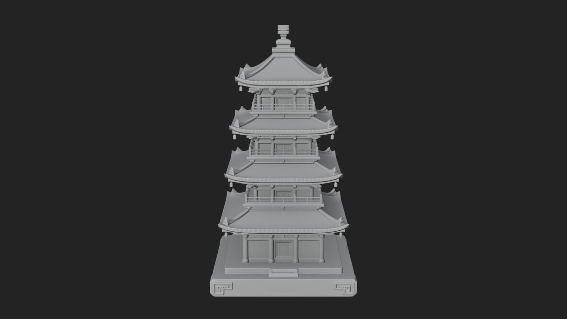 Tiered Pagoda Hall Temple Design 16 3D Print Model 3D Model