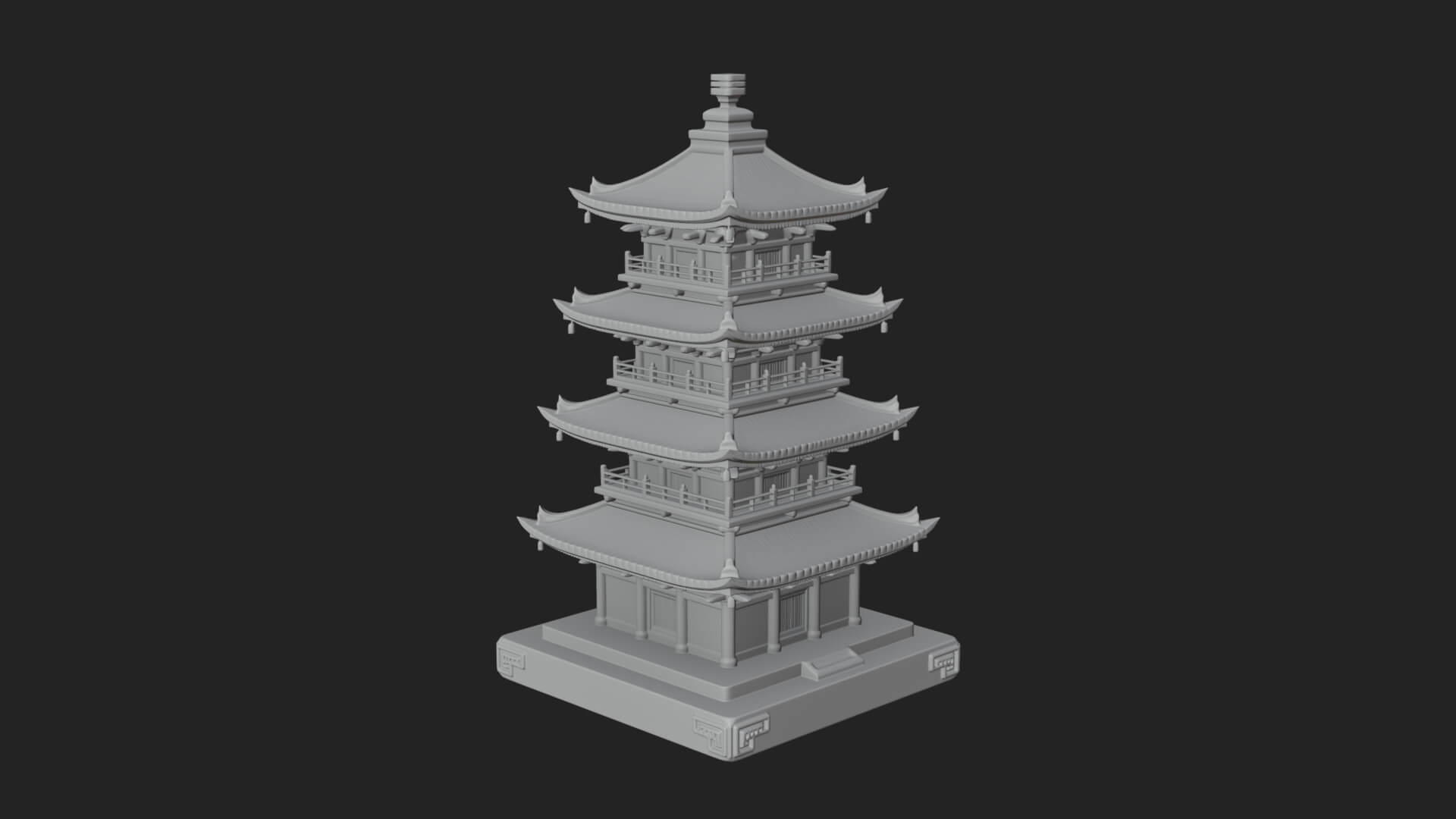 Tiered Pagoda Hall Temple Design 16 3D Print Model 3D Model