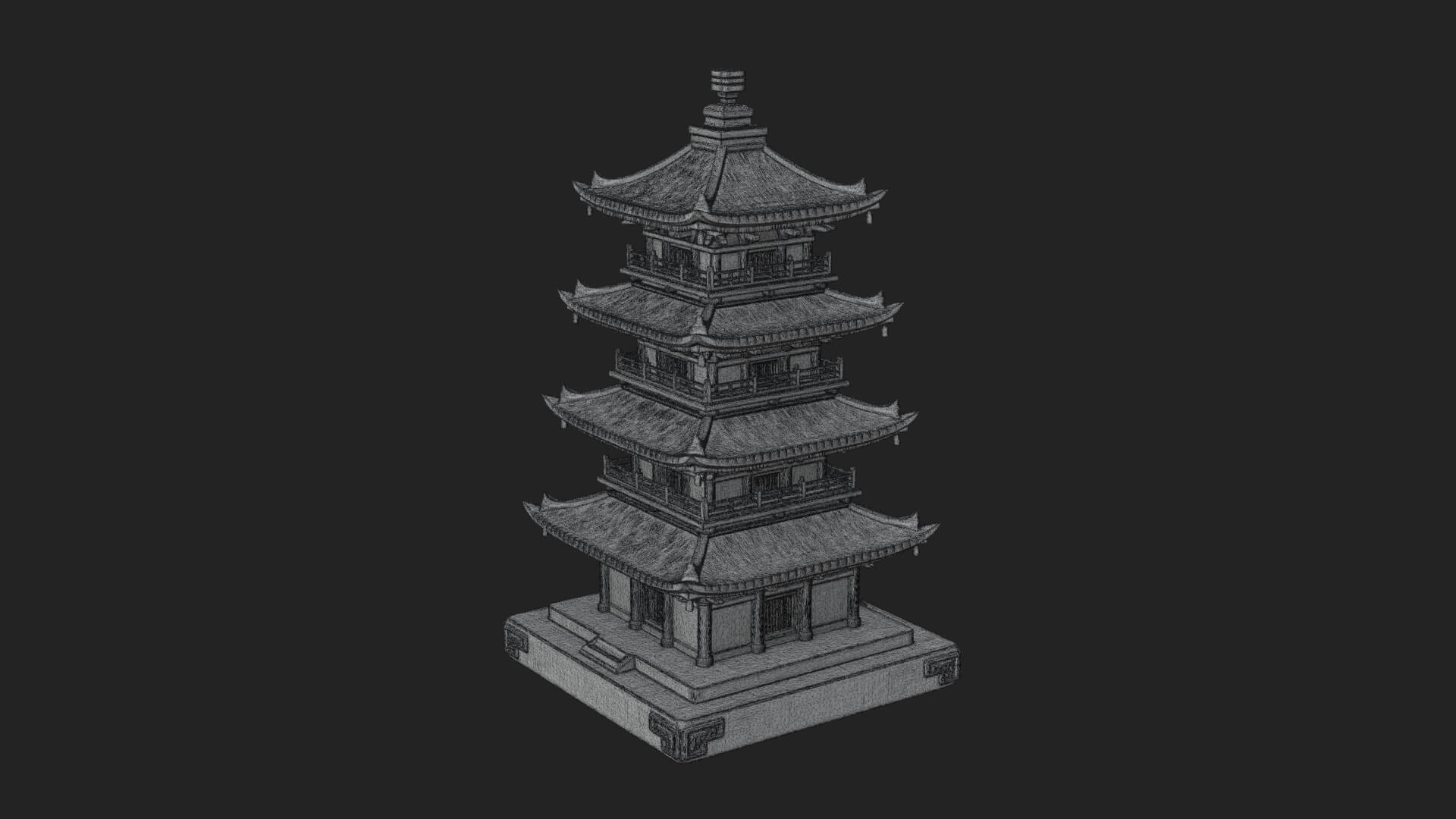 Tiered Pagoda Hall Temple Design 16 3D Print Model 3D Model