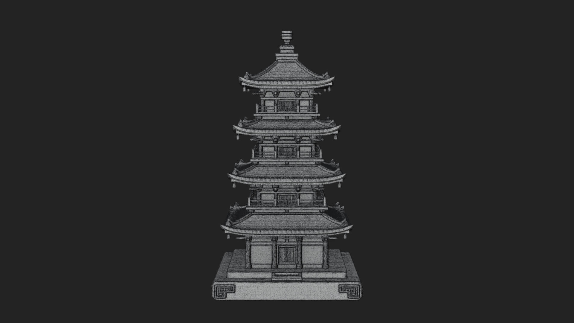 Tiered Pagoda Hall Temple Design 16 3D Print Model 3D Model
