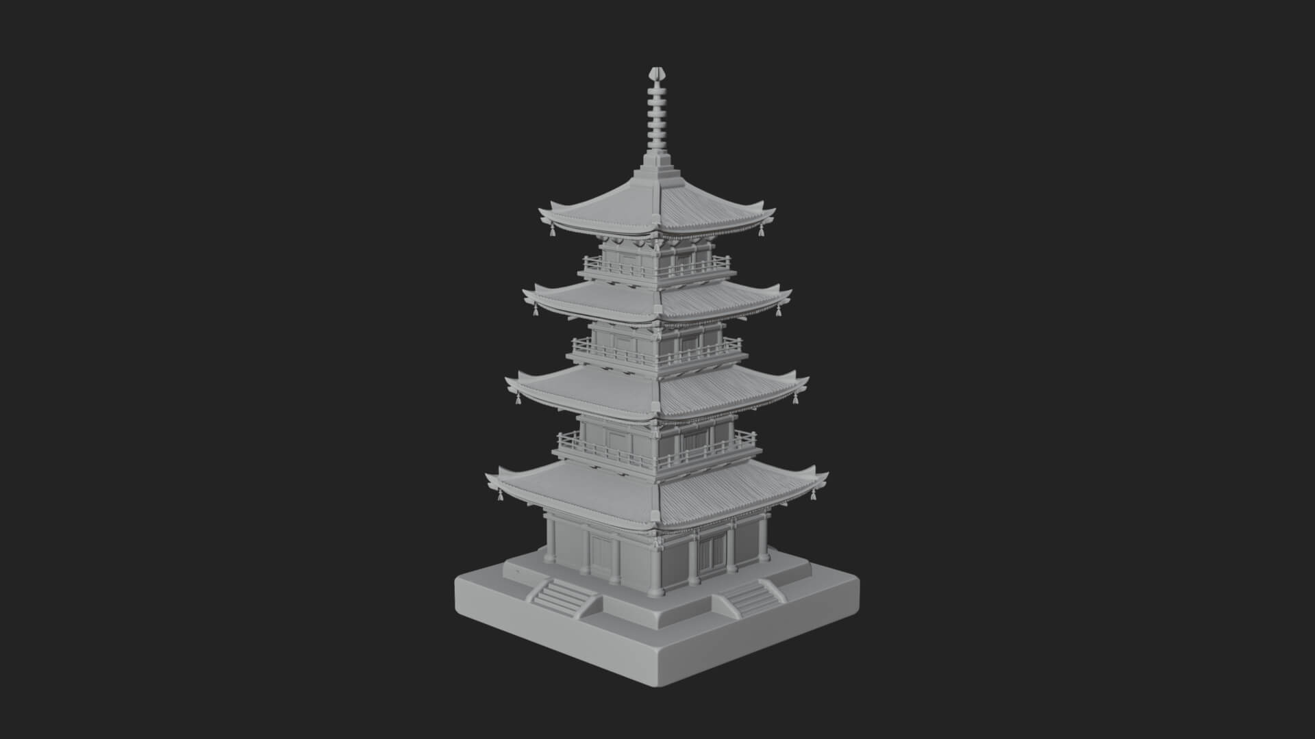 Tiered Pagoda Hall Temple Design 17 3D Print Model 3D Model