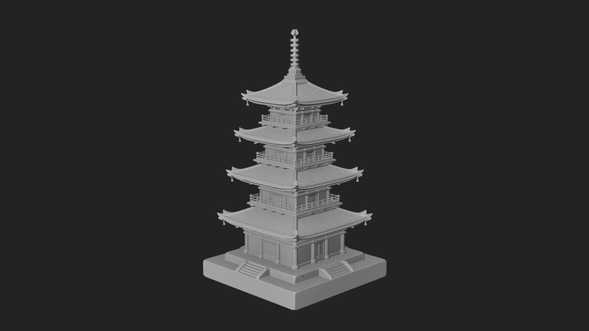 Tiered Pagoda Hall Temple Design 17 3D Print Model 3D Model