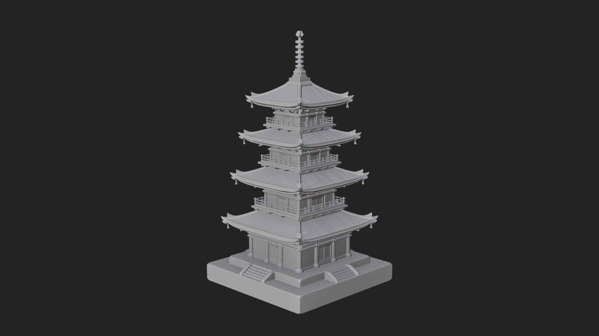 Tiered Pagoda Hall Temple Design 17 3D Print Model 3D Model