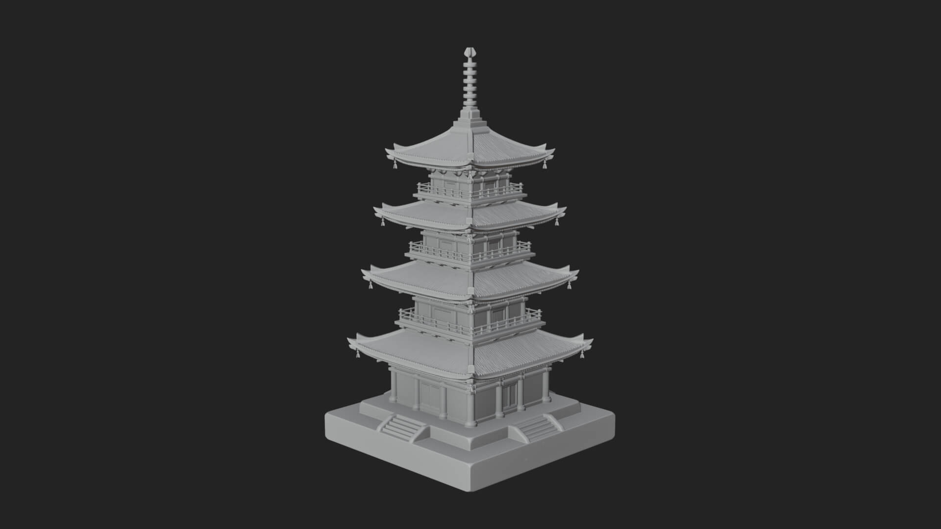 Tiered Pagoda Hall Temple Design 17 3D Print Model 3D Model