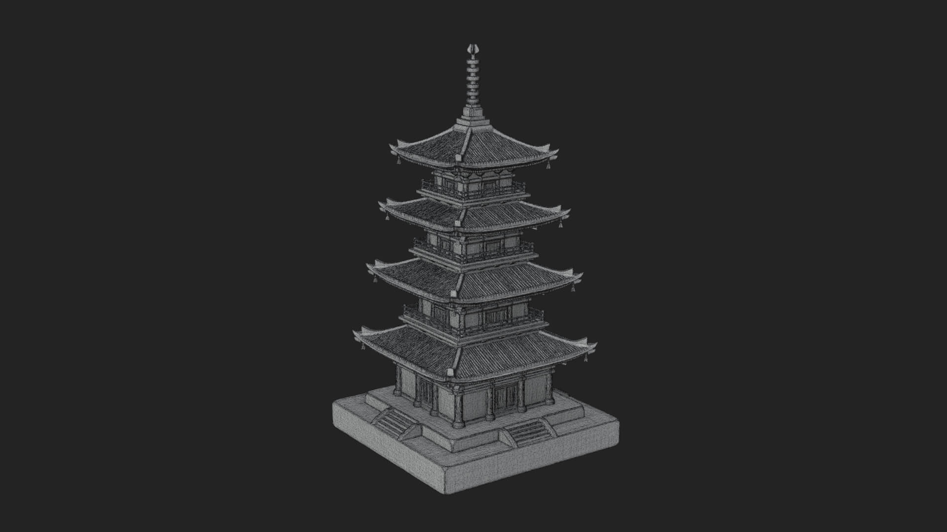 Tiered Pagoda Hall Temple Design 17 3D Print Model 3D Model