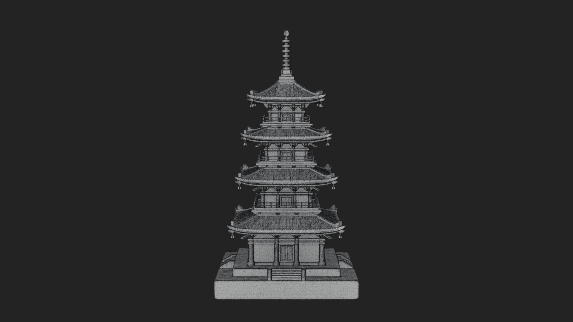 Tiered Pagoda Hall Temple Design 17 3D Print Model 3D Model