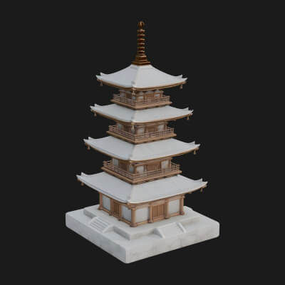 Tiered Pagoda Hall Temple Design 17 3D Print Model