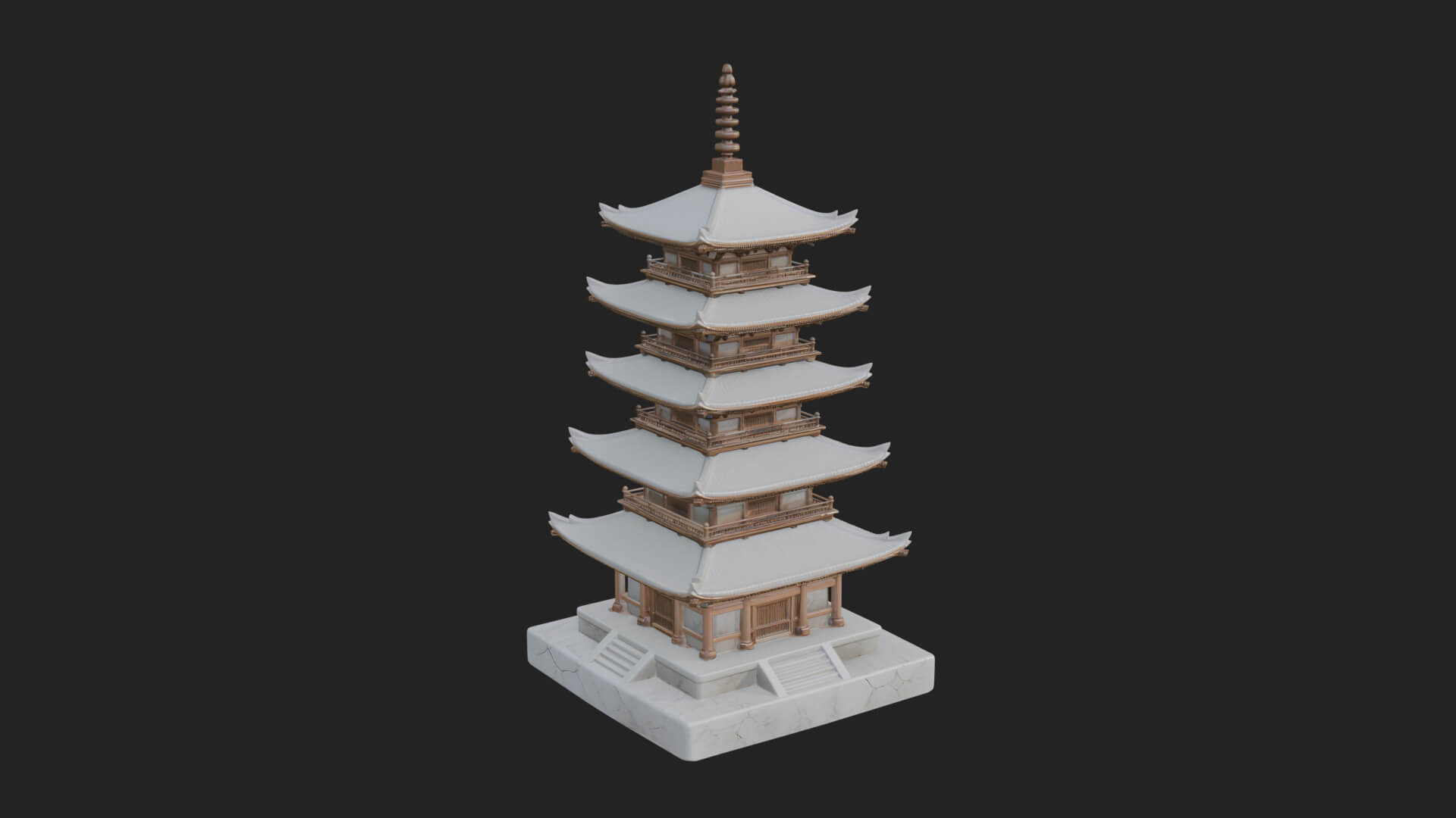 Tiered Pagoda Hall Temple Design 18 3D Print Model 3D Model