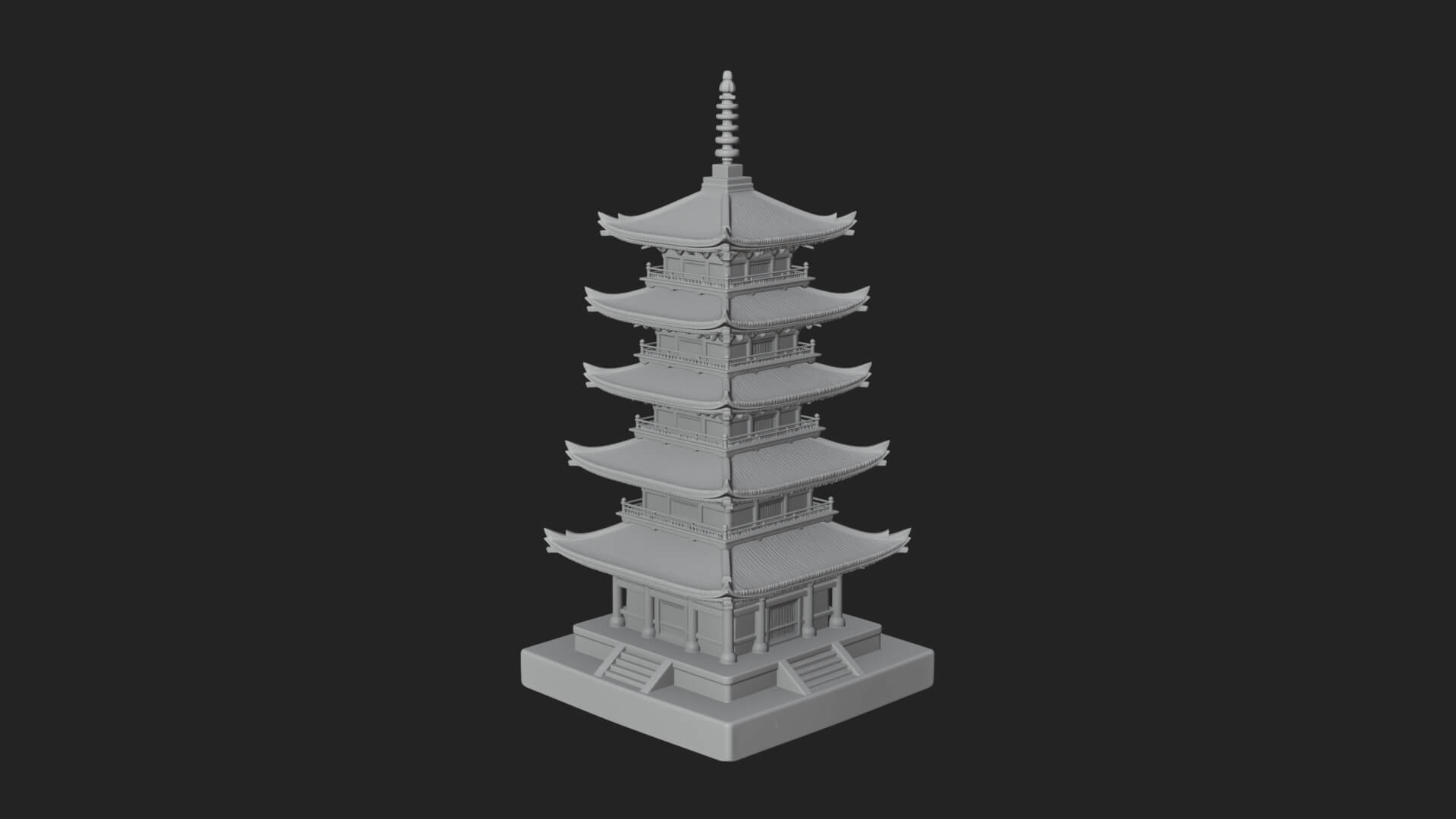 Tiered Pagoda Hall Temple Design 18 3D Print Model 3D Model