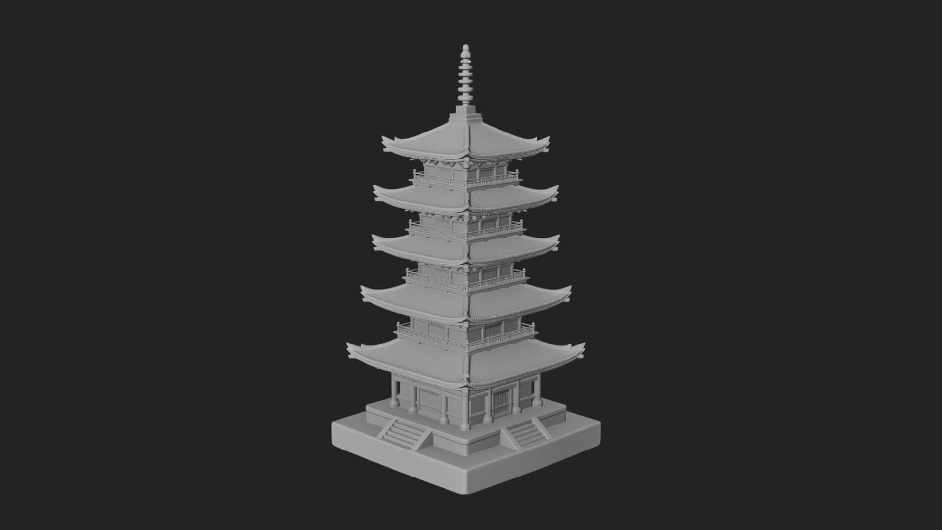 Tiered Pagoda Hall Temple Design 18 3D Print Model 3D Model