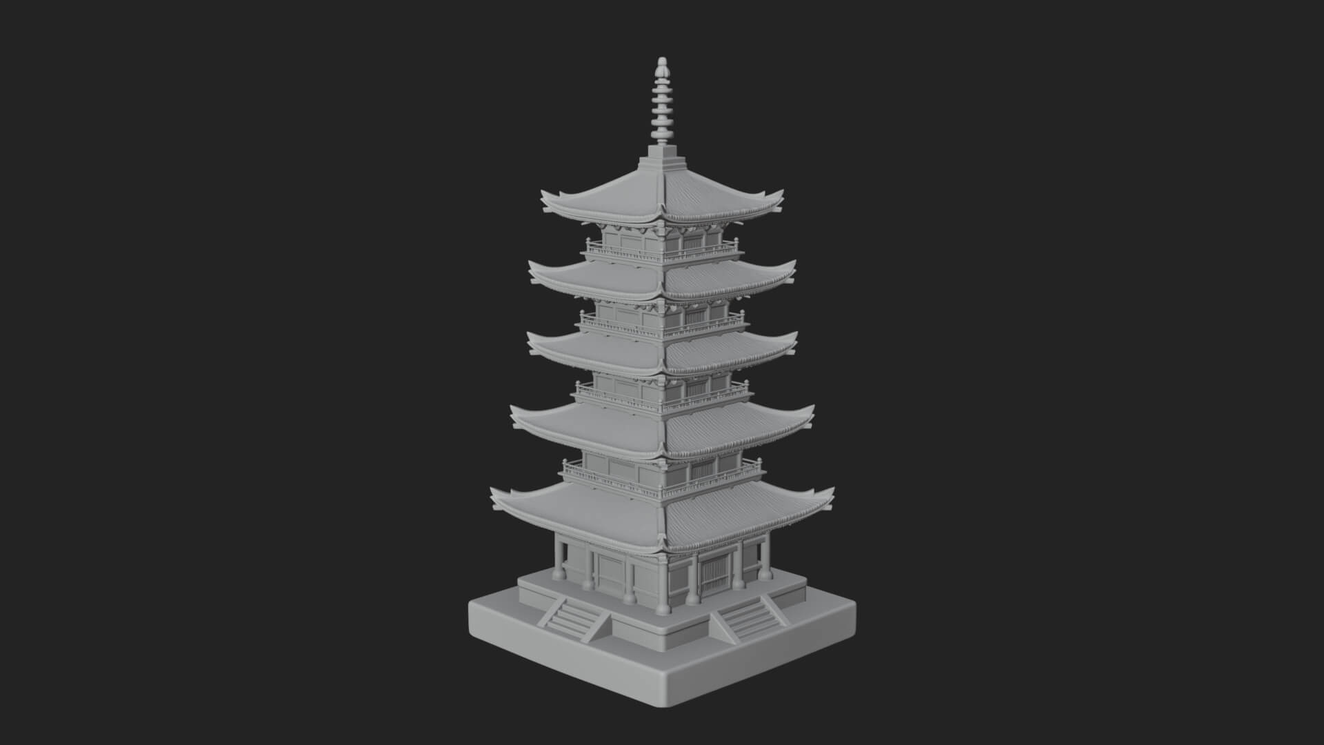 Tiered Pagoda Hall Temple Design 18 3D Print Model 3D Model