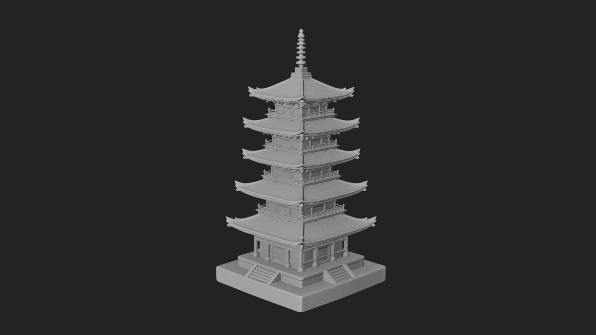 Tiered Pagoda Hall Temple Design 18 3D Print Model 3D Model