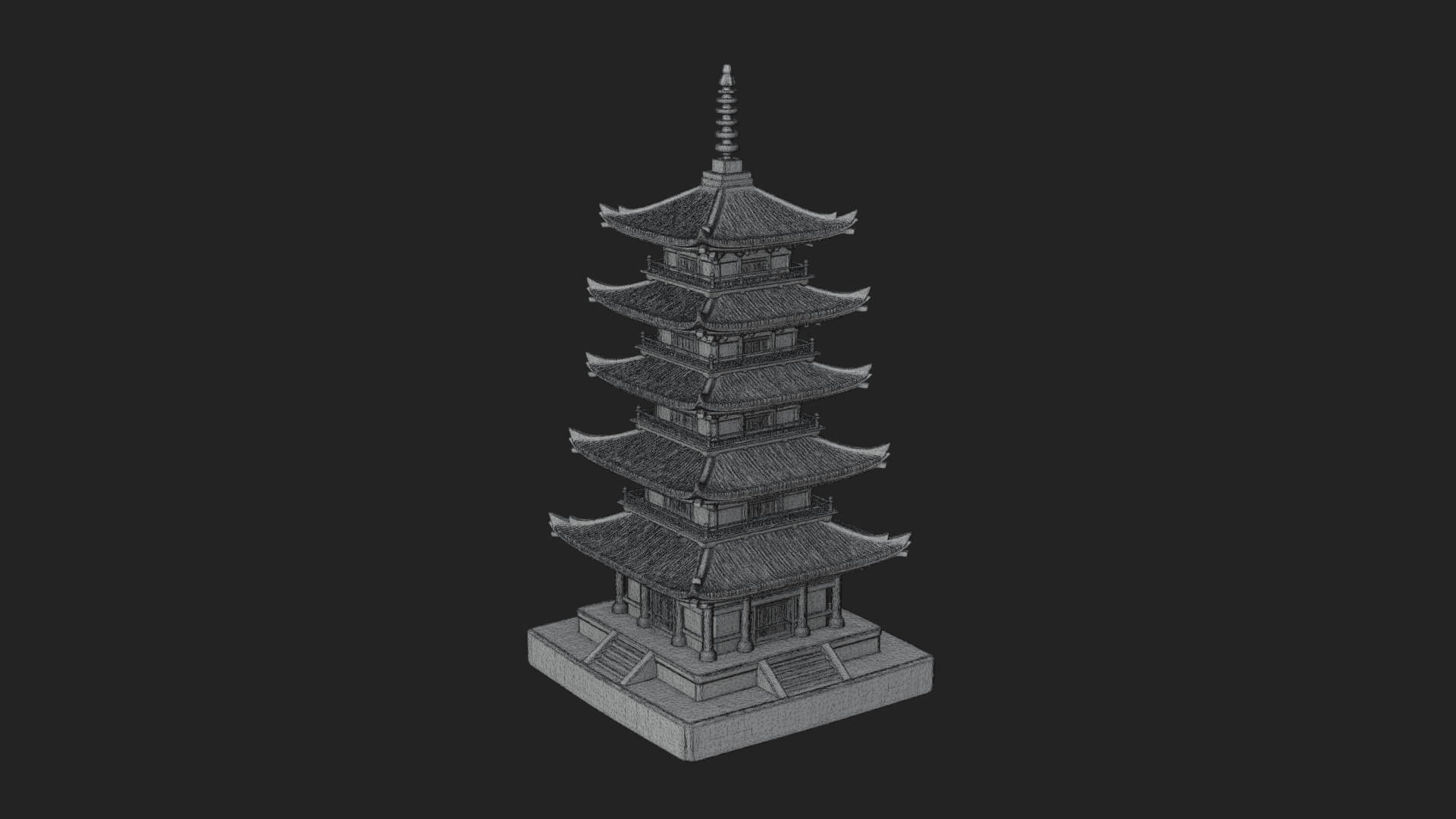 Tiered Pagoda Hall Temple Design 18 3D Print Model 3D Model