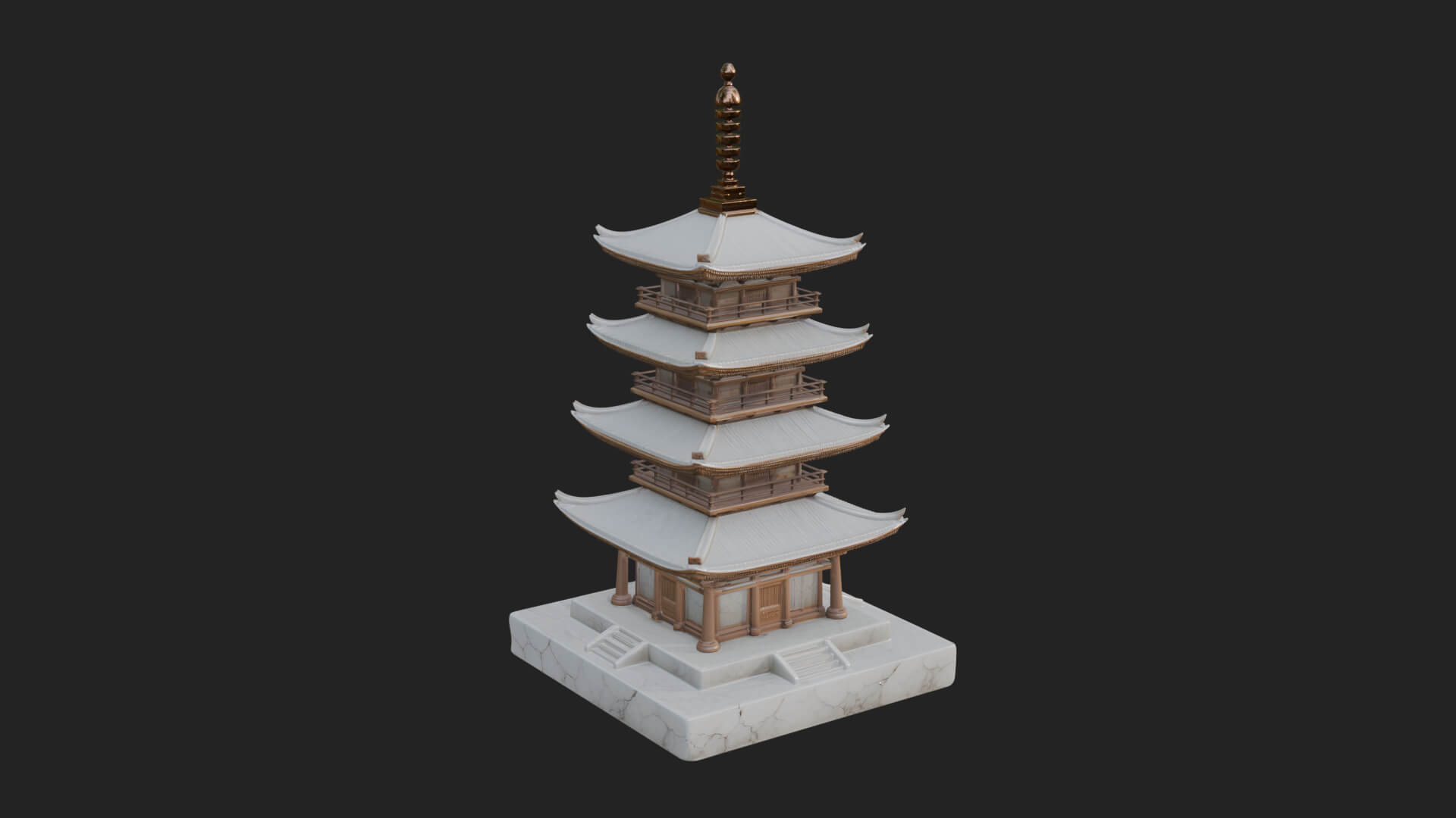 Tiered Pagoda Hall Temple Design 19 3D Print Model 3D Model