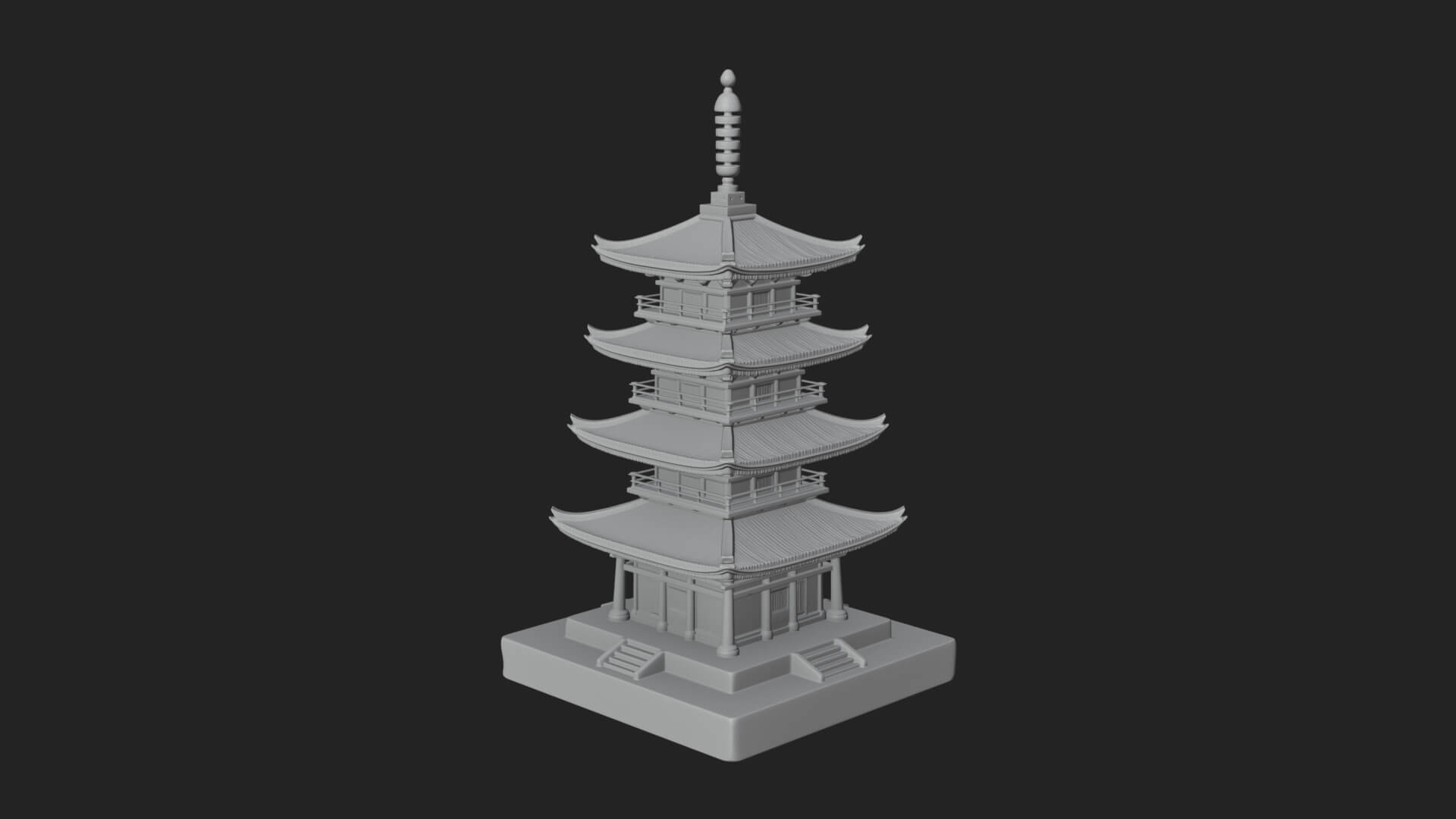 Tiered Pagoda Hall Temple Design 19 3D Print Model 3D Model