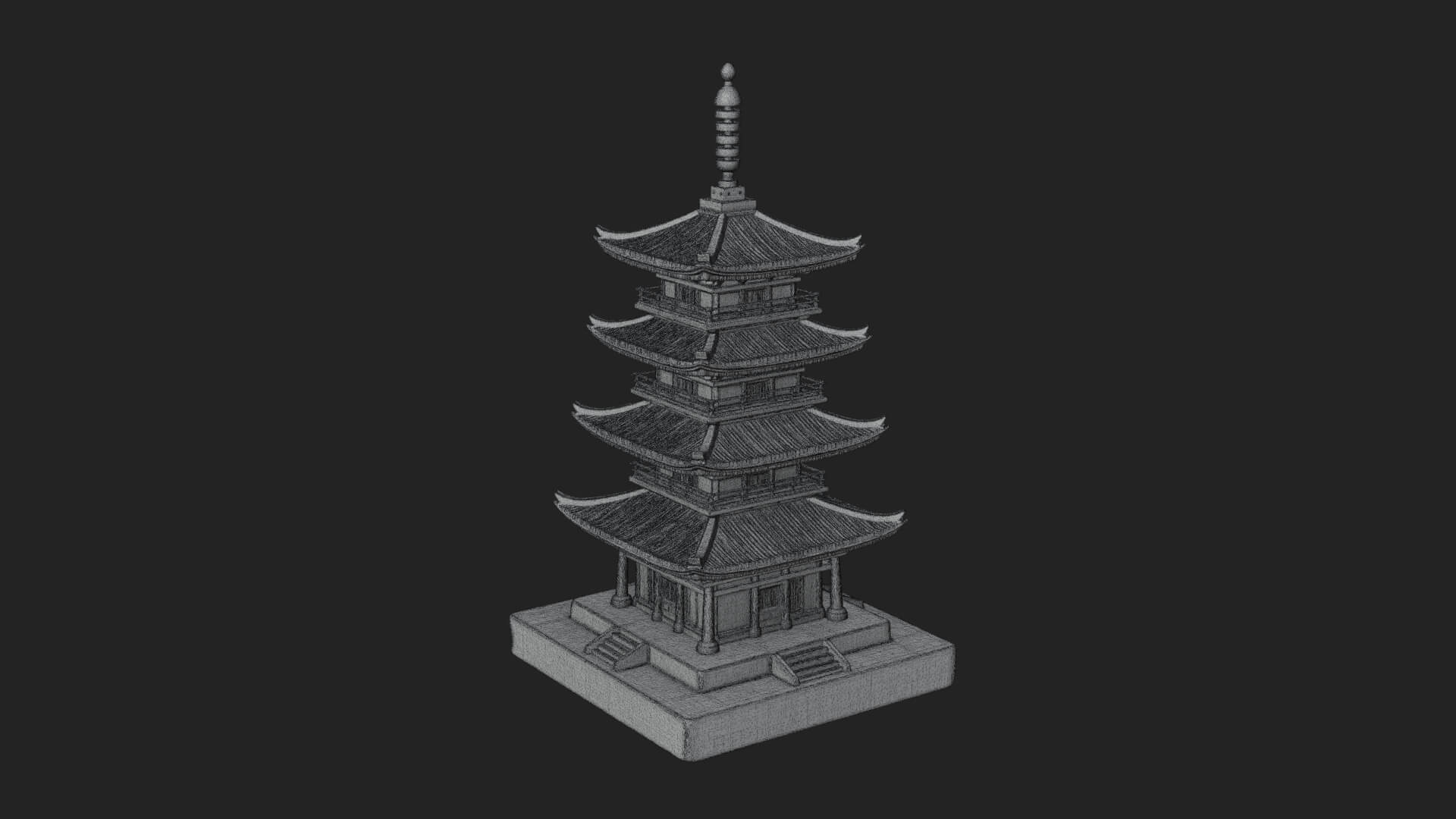 Tiered Pagoda Hall Temple Design 19 3D Print Model 3D Model