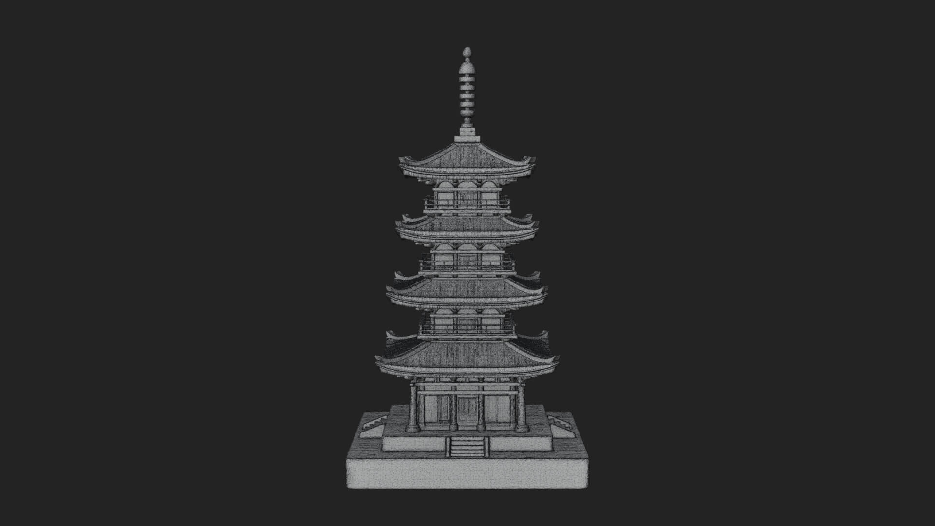 Tiered Pagoda Hall Temple Design 19 3D Print Model 3D Model