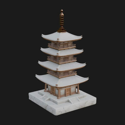 Tiered Pagoda Hall Temple Design 19 3D Print Model