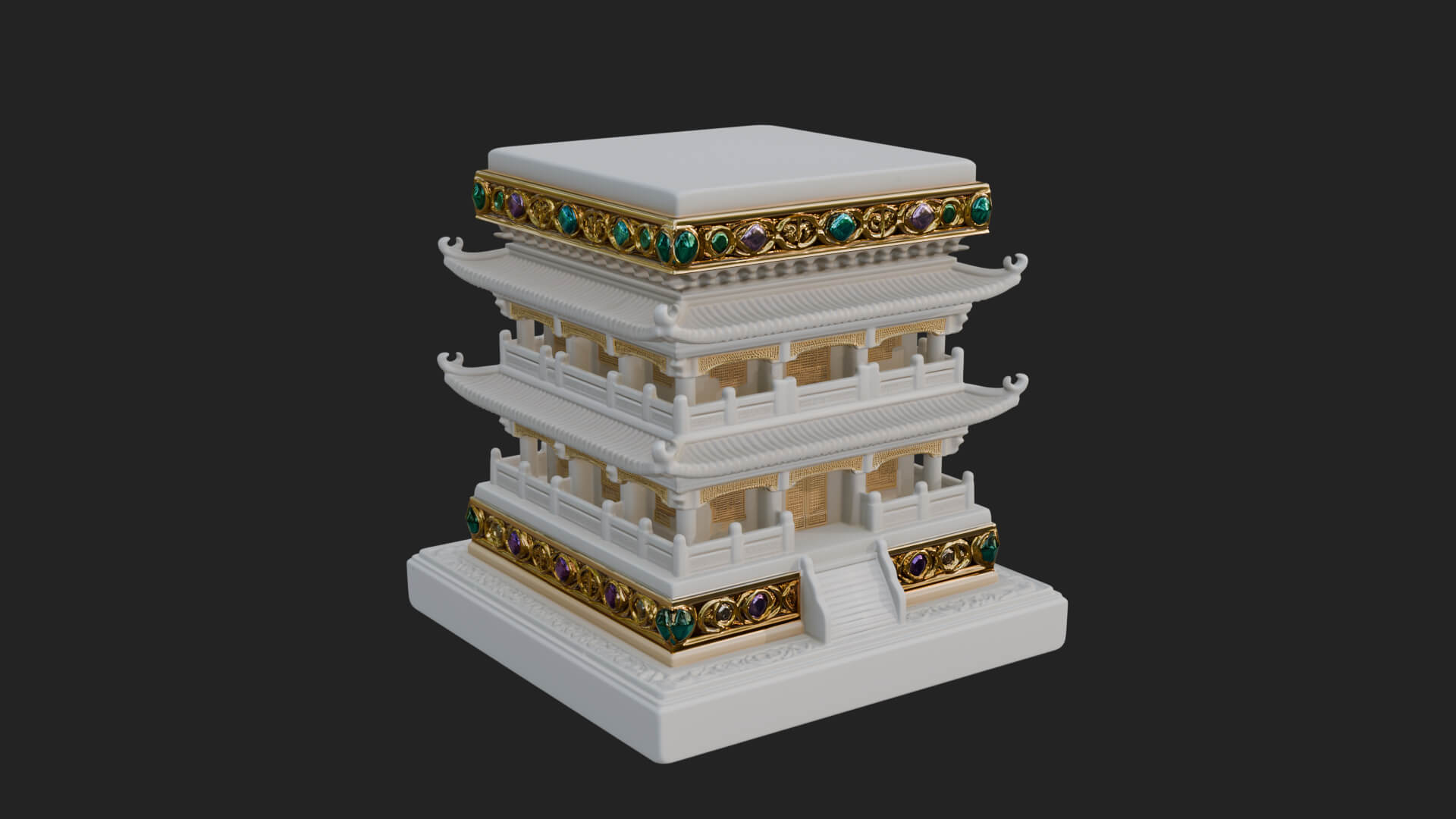 Tiered Pagoda Hall Temple Design 2 3D Print Model 3D Model