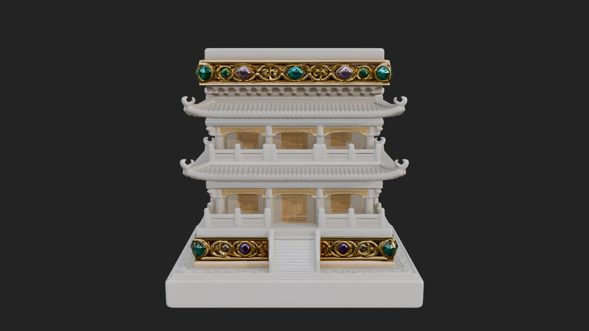 Tiered Pagoda Hall Temple Design 2 3D Print Model 3D Model