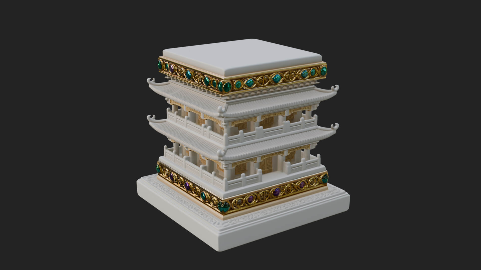 Tiered Pagoda Hall Temple Design 2 3D Print Model 3D Model