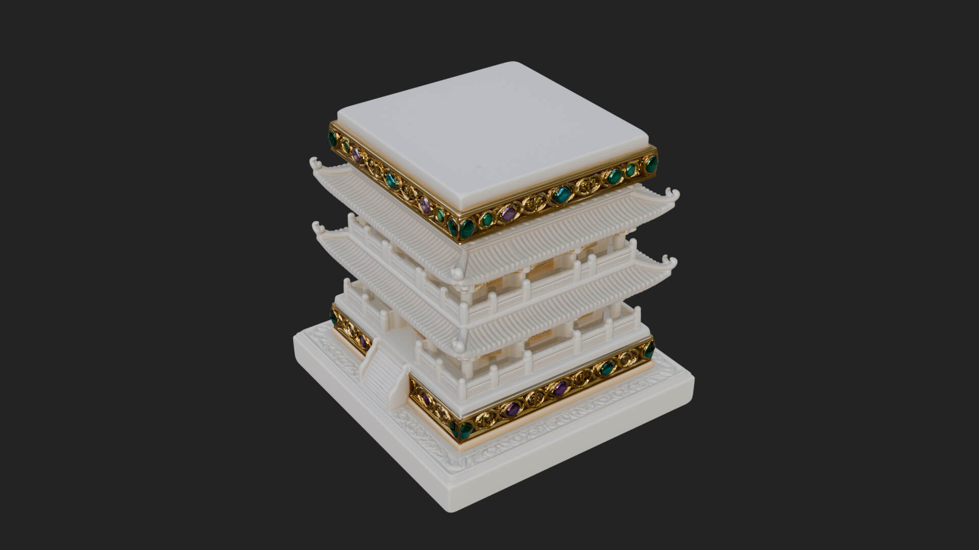 Tiered Pagoda Hall Temple Design 2 3D Print Model 3D Model