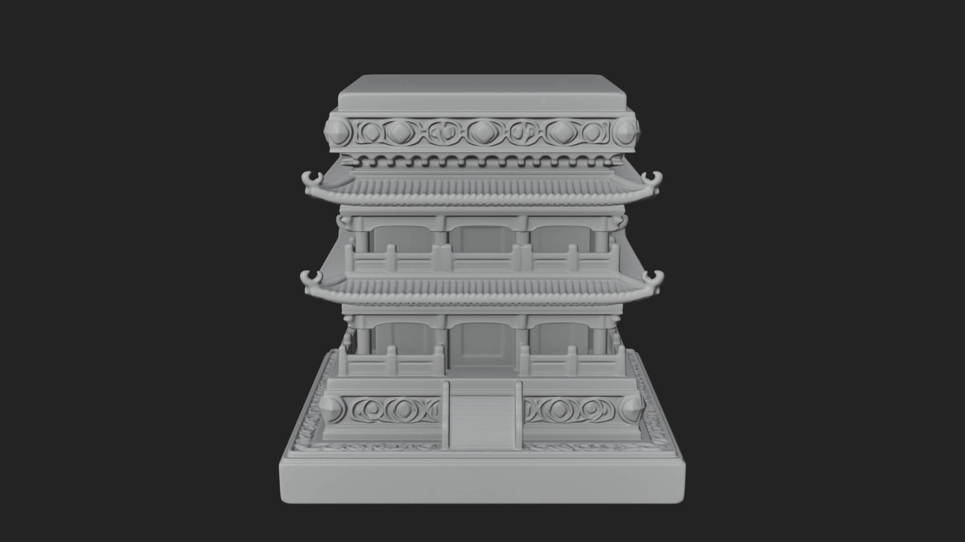 Tiered Pagoda Hall Temple Design 2 3D Print Model 3D Model