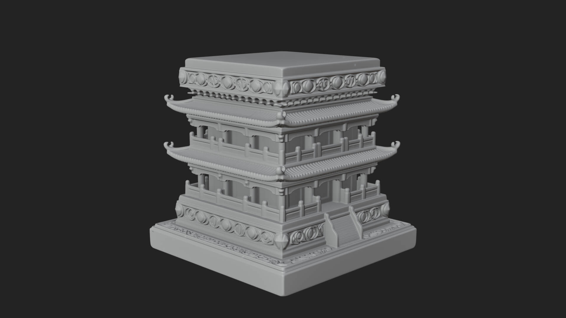 Tiered Pagoda Hall Temple Design 2 3D Print Model 3D Model