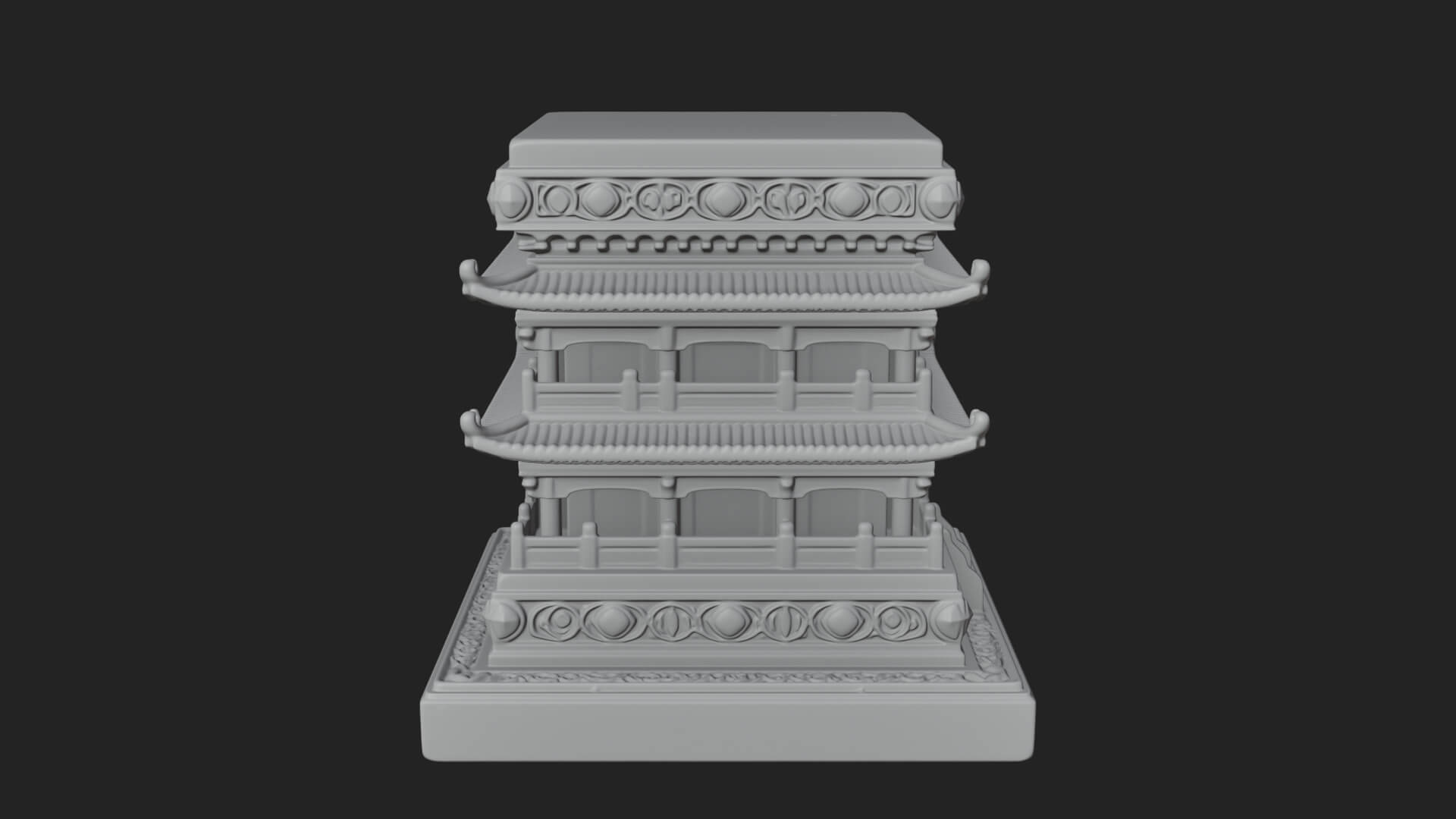 Tiered Pagoda Hall Temple Design 2 3D Print Model 3D Model