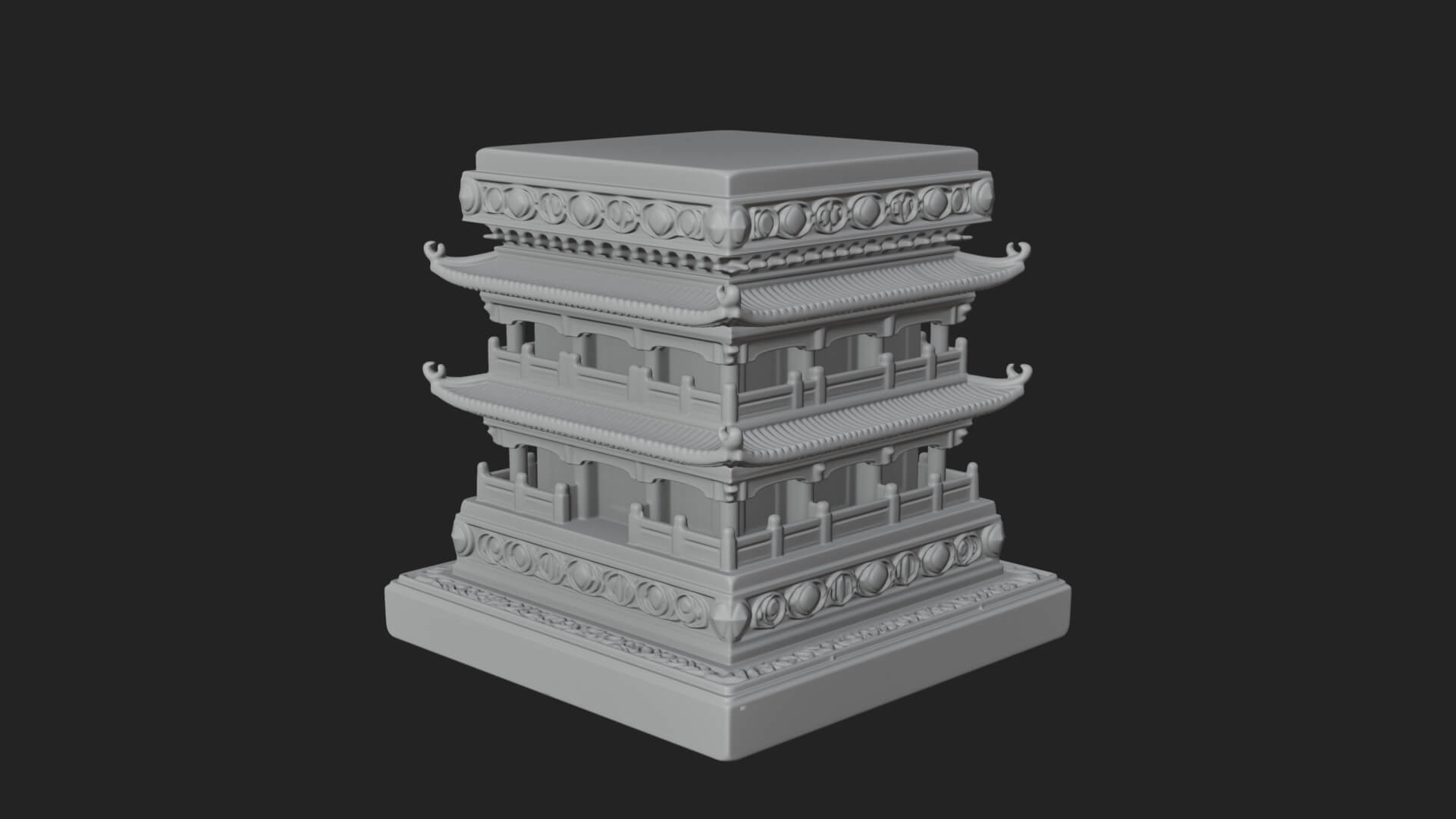 Tiered Pagoda Hall Temple Design 2 3D Print Model 3D Model