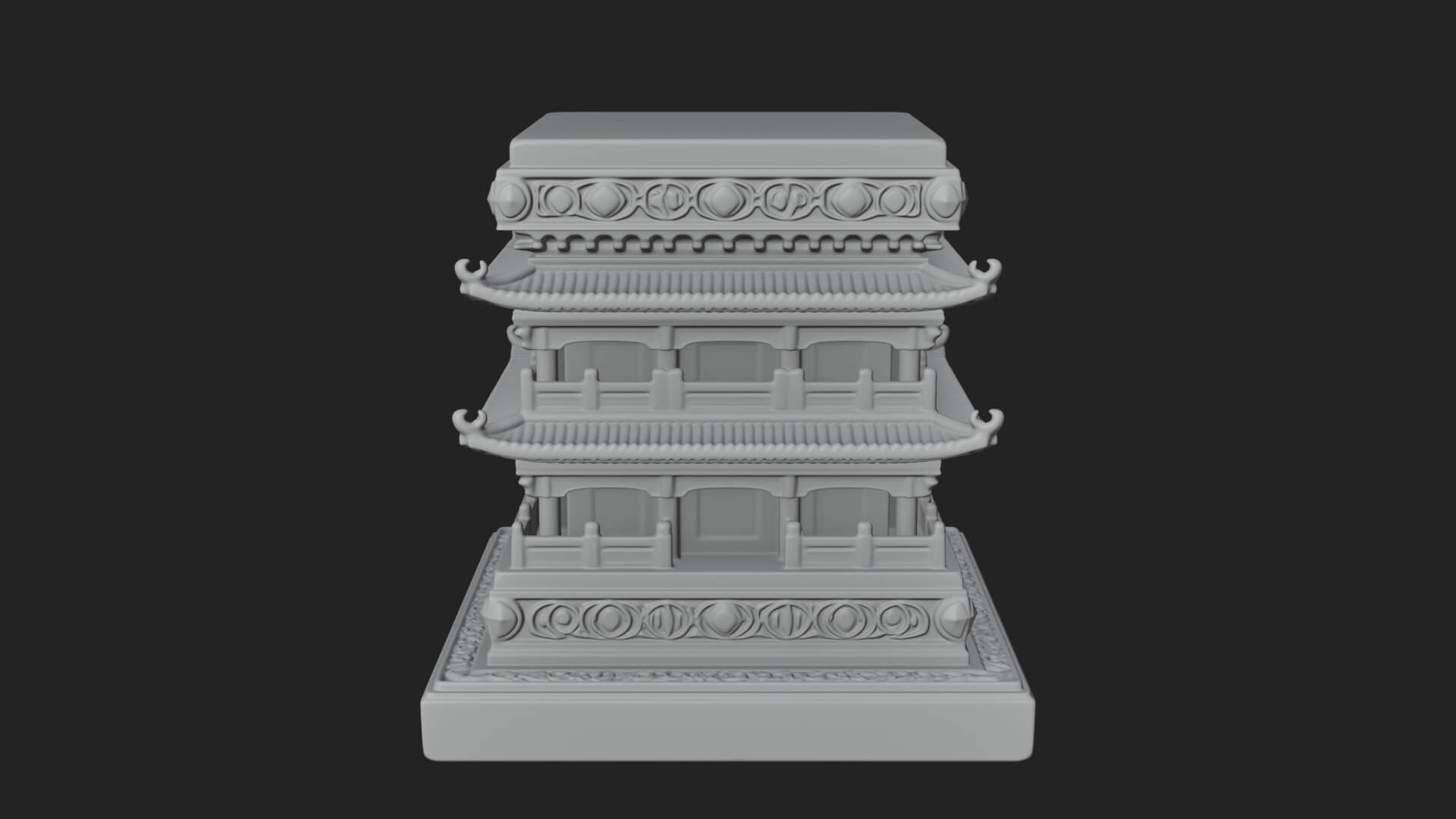 Tiered Pagoda Hall Temple Design 2 3D Print Model 3D Model