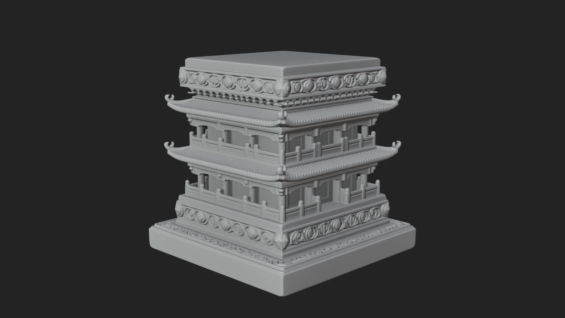 Tiered Pagoda Hall Temple Design 2 3D Print Model 3D Model