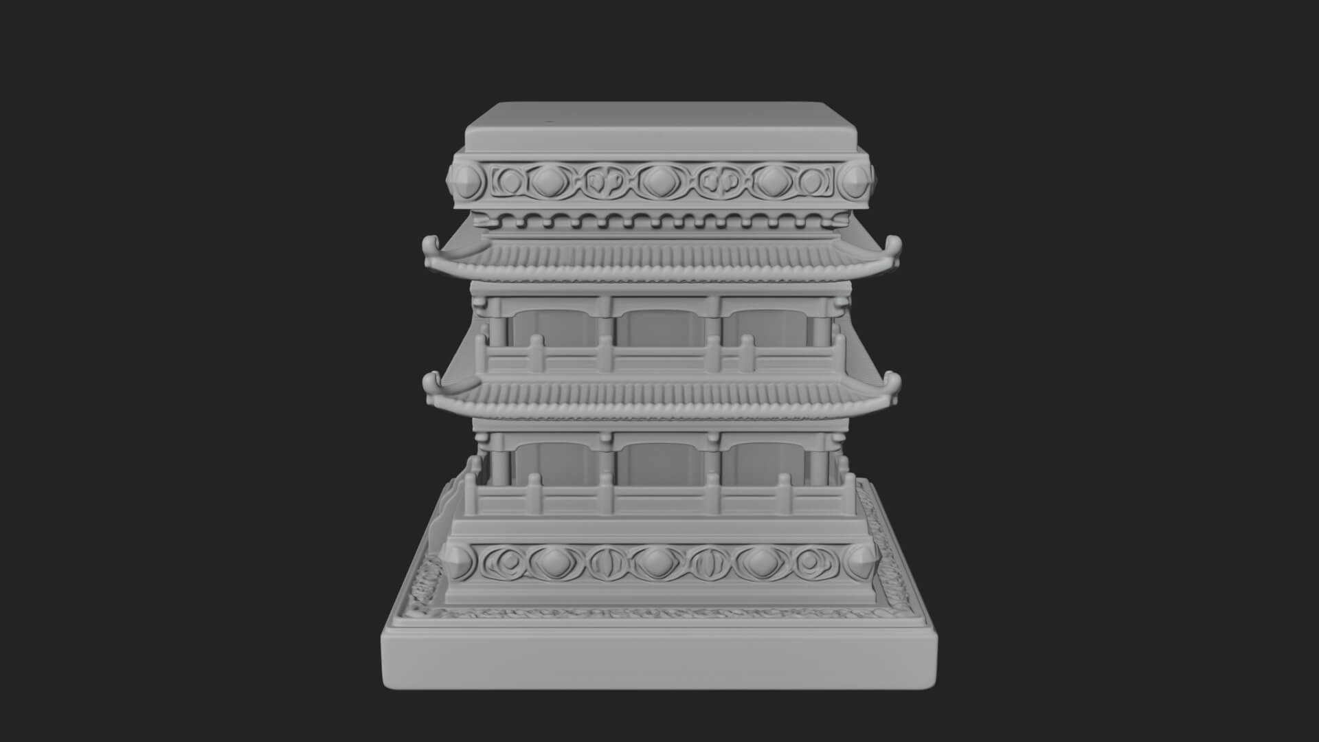 Tiered Pagoda Hall Temple Design 2 3D Print Model 3D Model