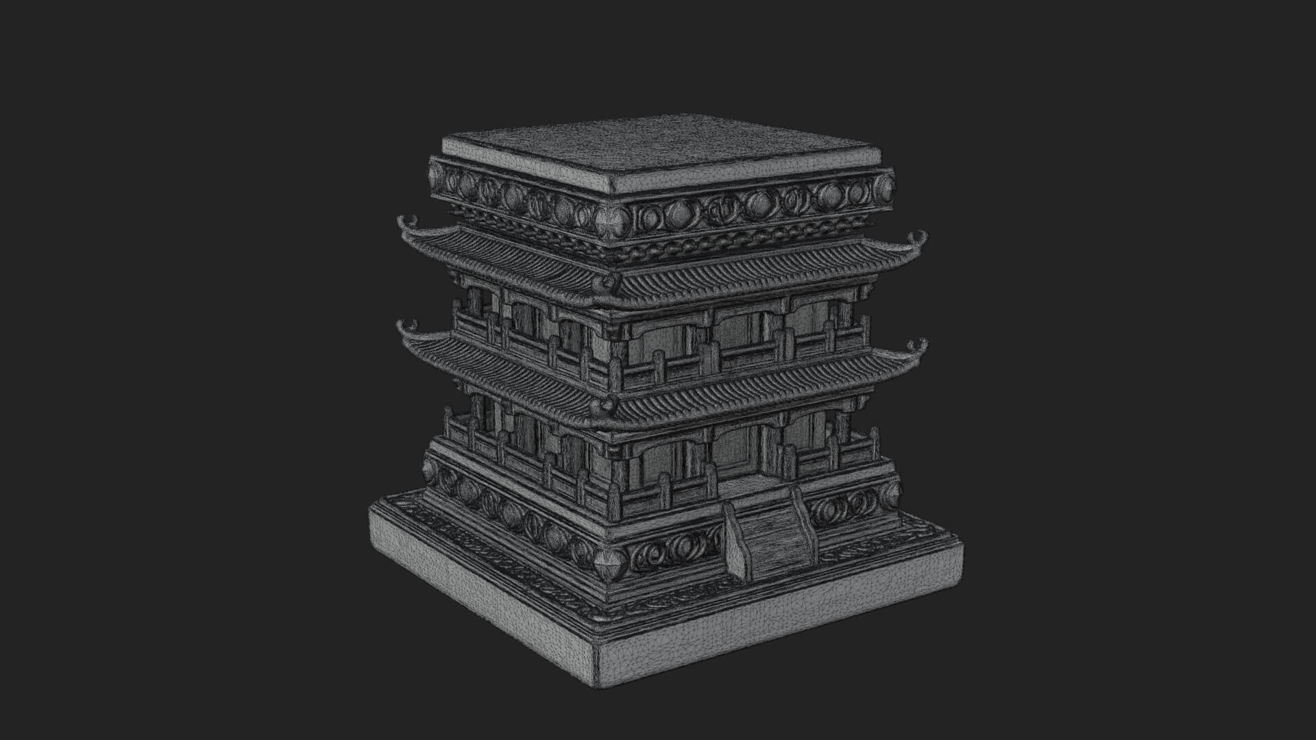 Tiered Pagoda Hall Temple Design 2 3D Print Model 3D Model
