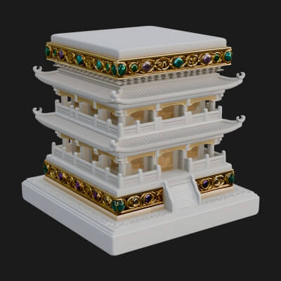 Tiered Pagoda Hall Temple Design 2 3D Print Model
