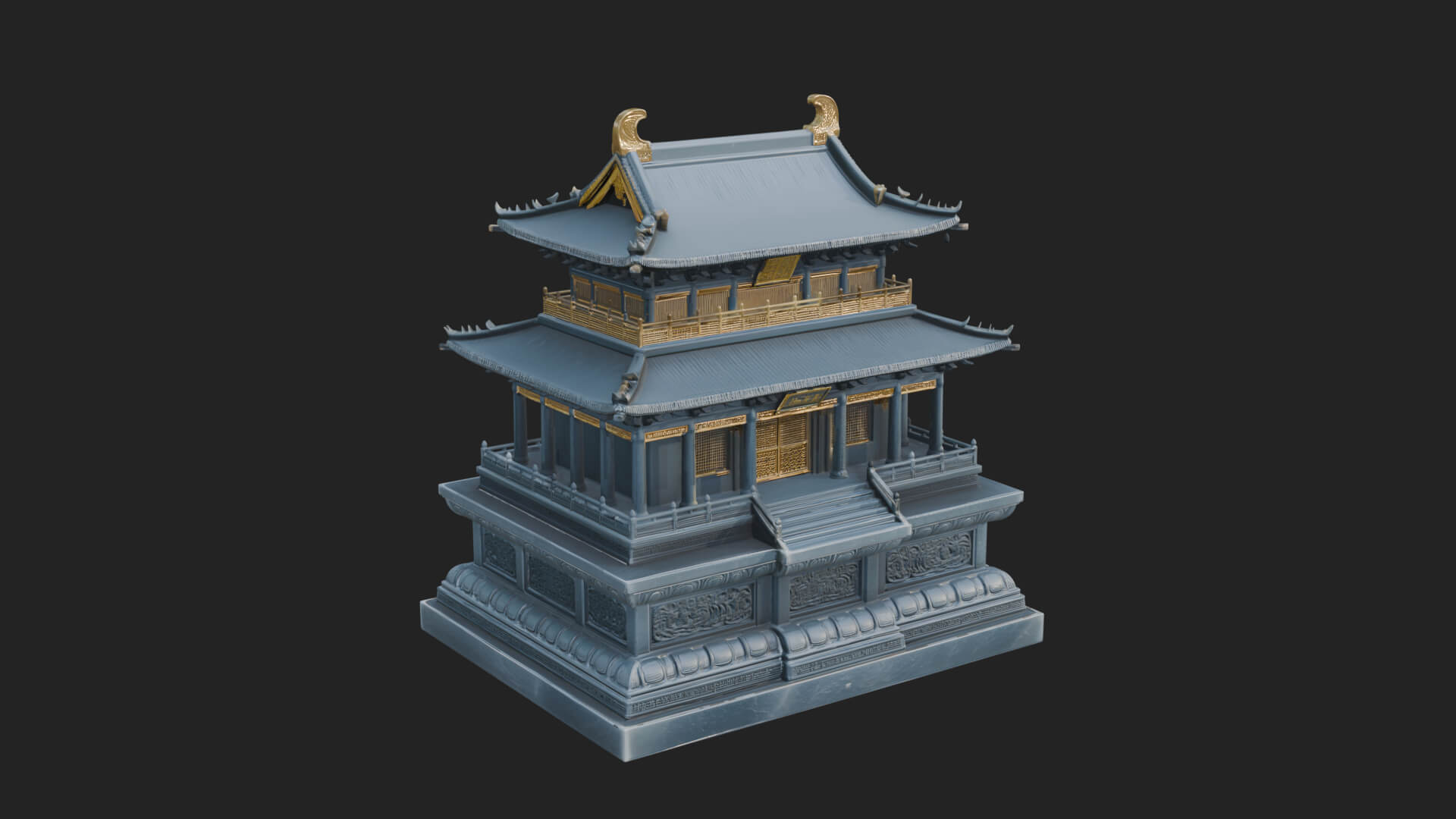 Tiered Pagoda Hall Temple Design 20 3D Print Model 3D Model