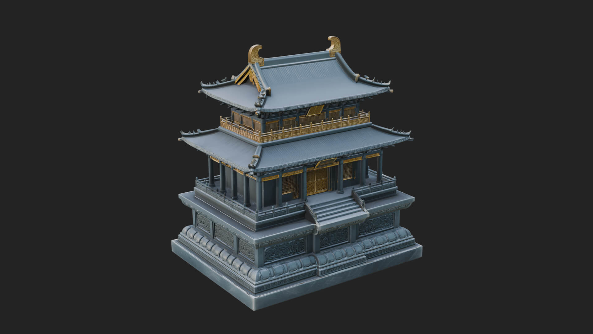 Tiered Pagoda Hall Temple Design 20 3D Print Model 3D Model