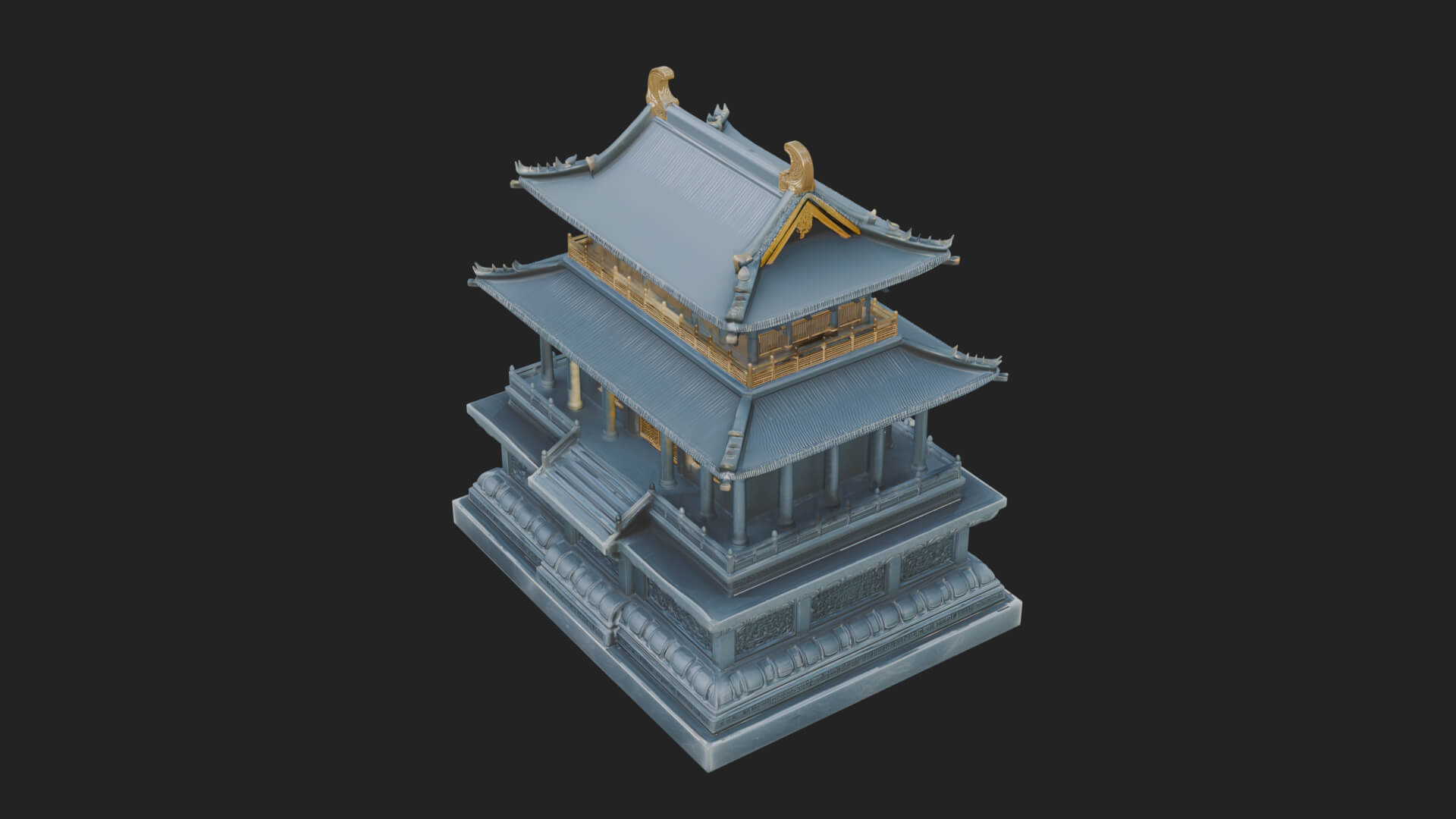 Tiered Pagoda Hall Temple Design 20 3D Print Model 3D Model