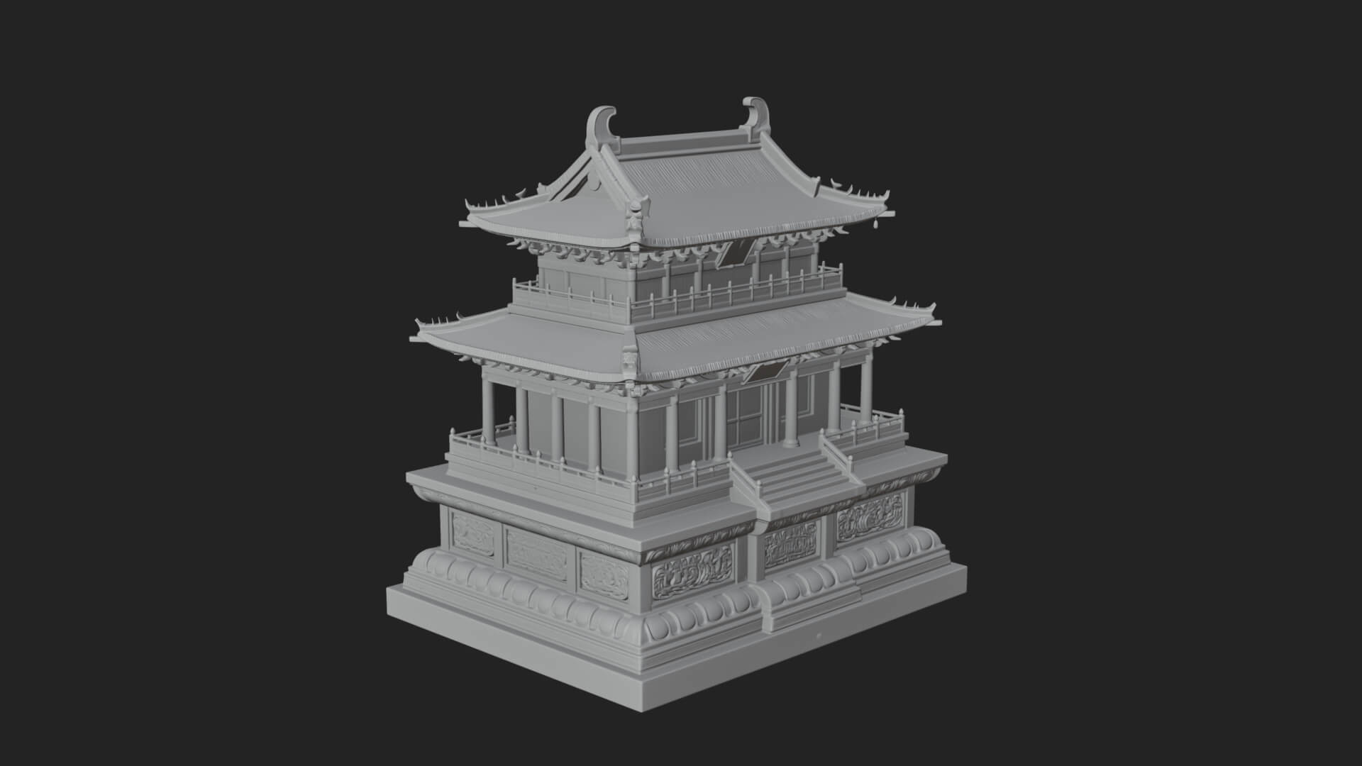 Tiered Pagoda Hall Temple Design 20 3D Print Model 3D Model