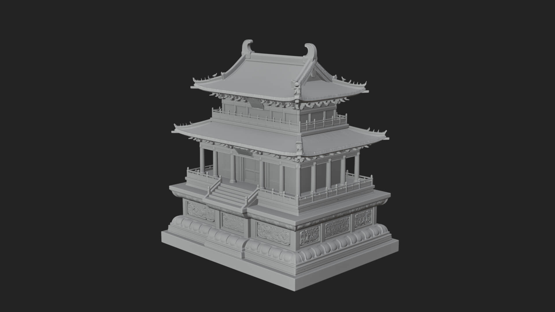 Tiered Pagoda Hall Temple Design 20 3D Print Model 3D Model